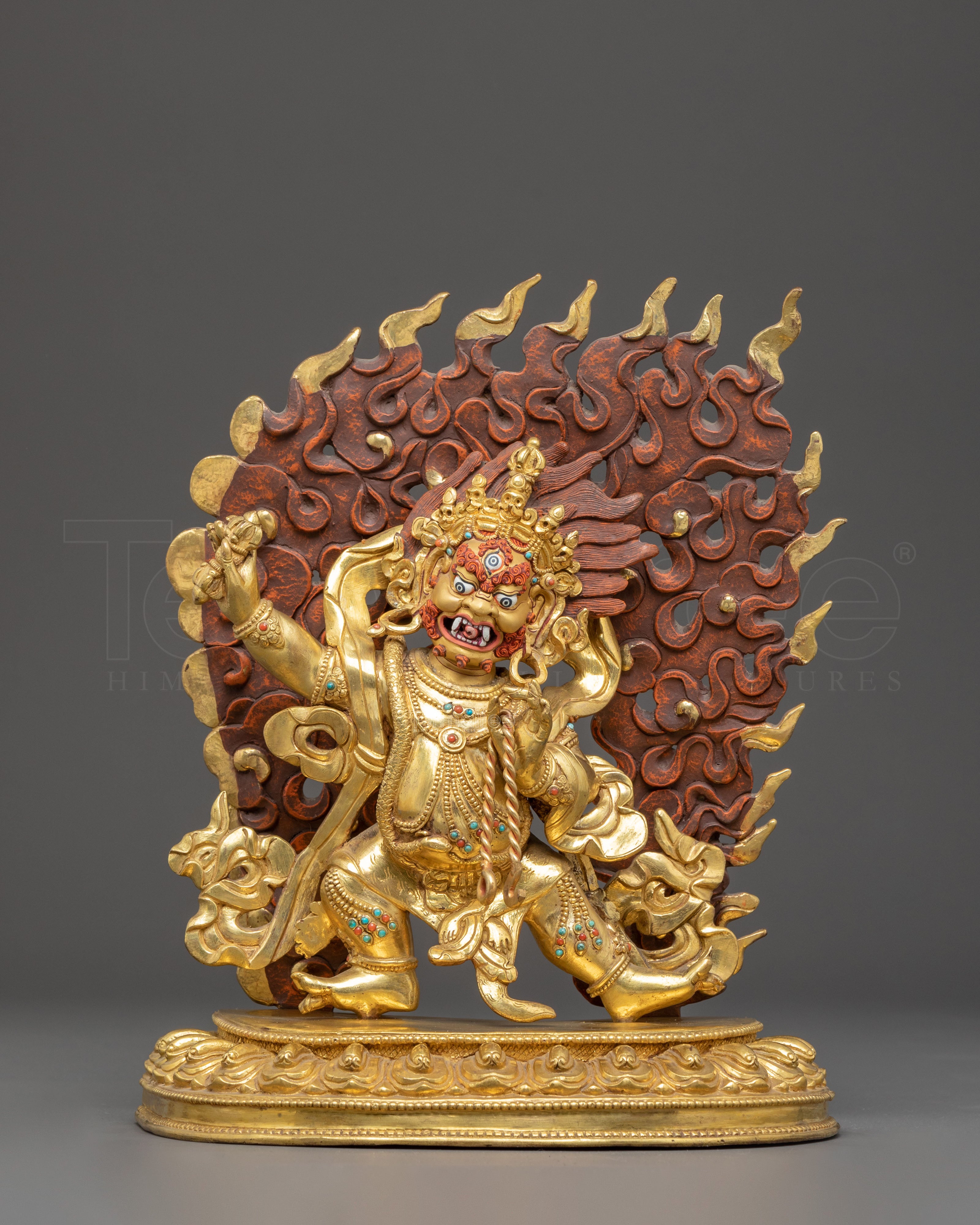 Golden Vajrapani Handmade Statue of Protection | Fierce Guardian