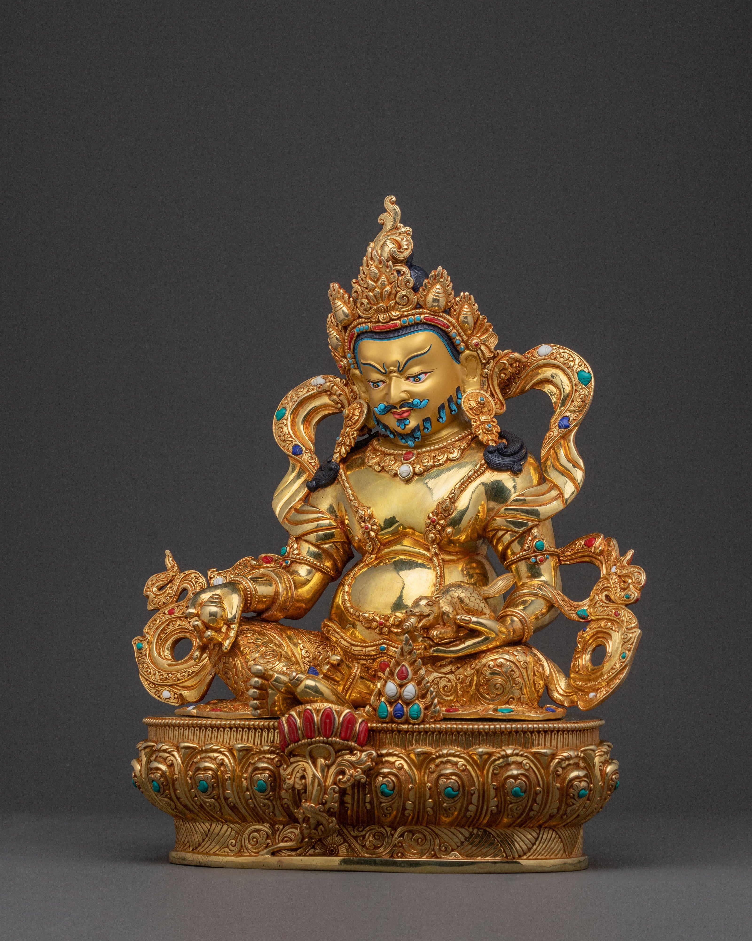 Dzambhala Tibetan Golden Statue: Auspicious Copper Sculpture