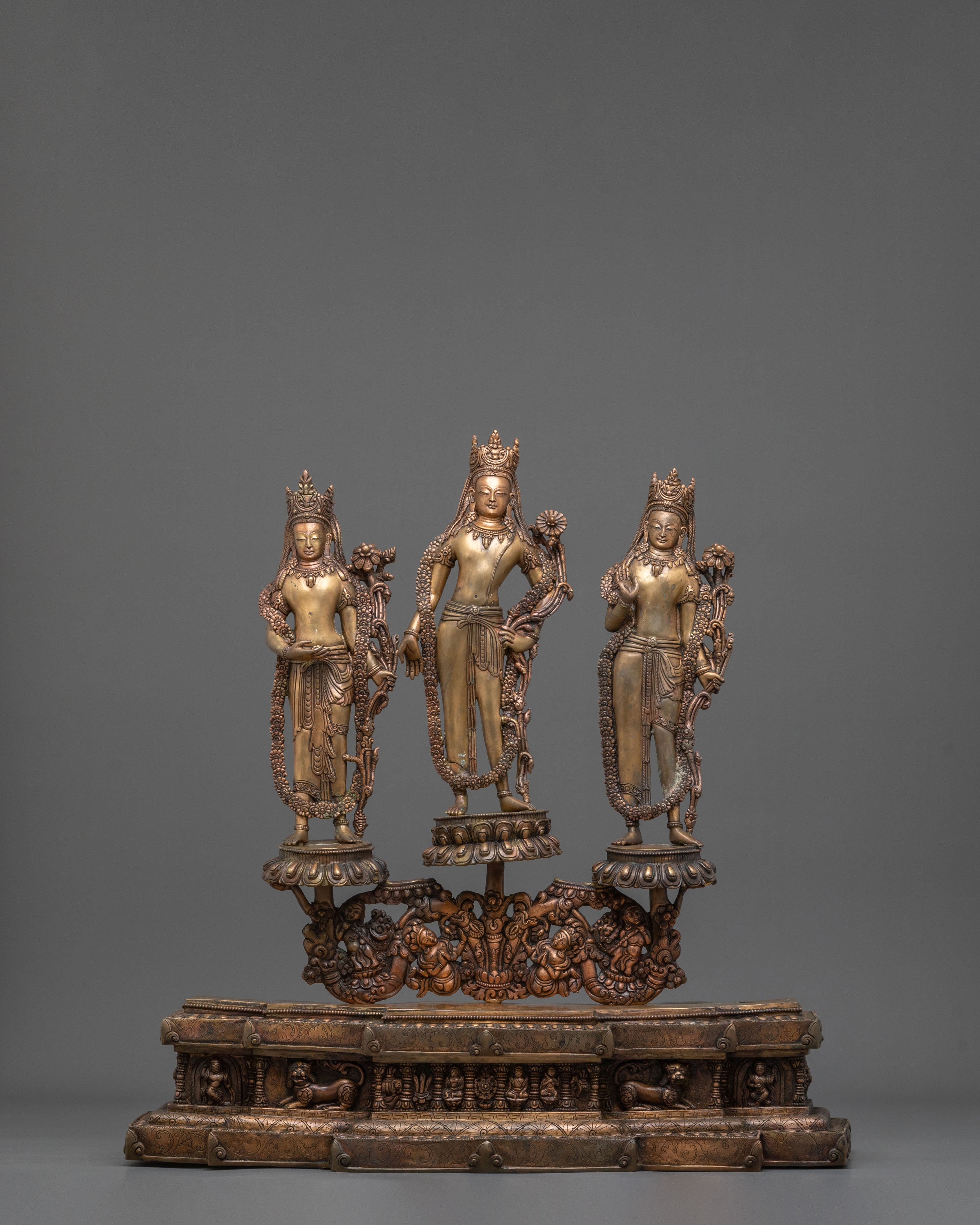 Handmade Lokeshwor Statue Set | Oxidized Copper