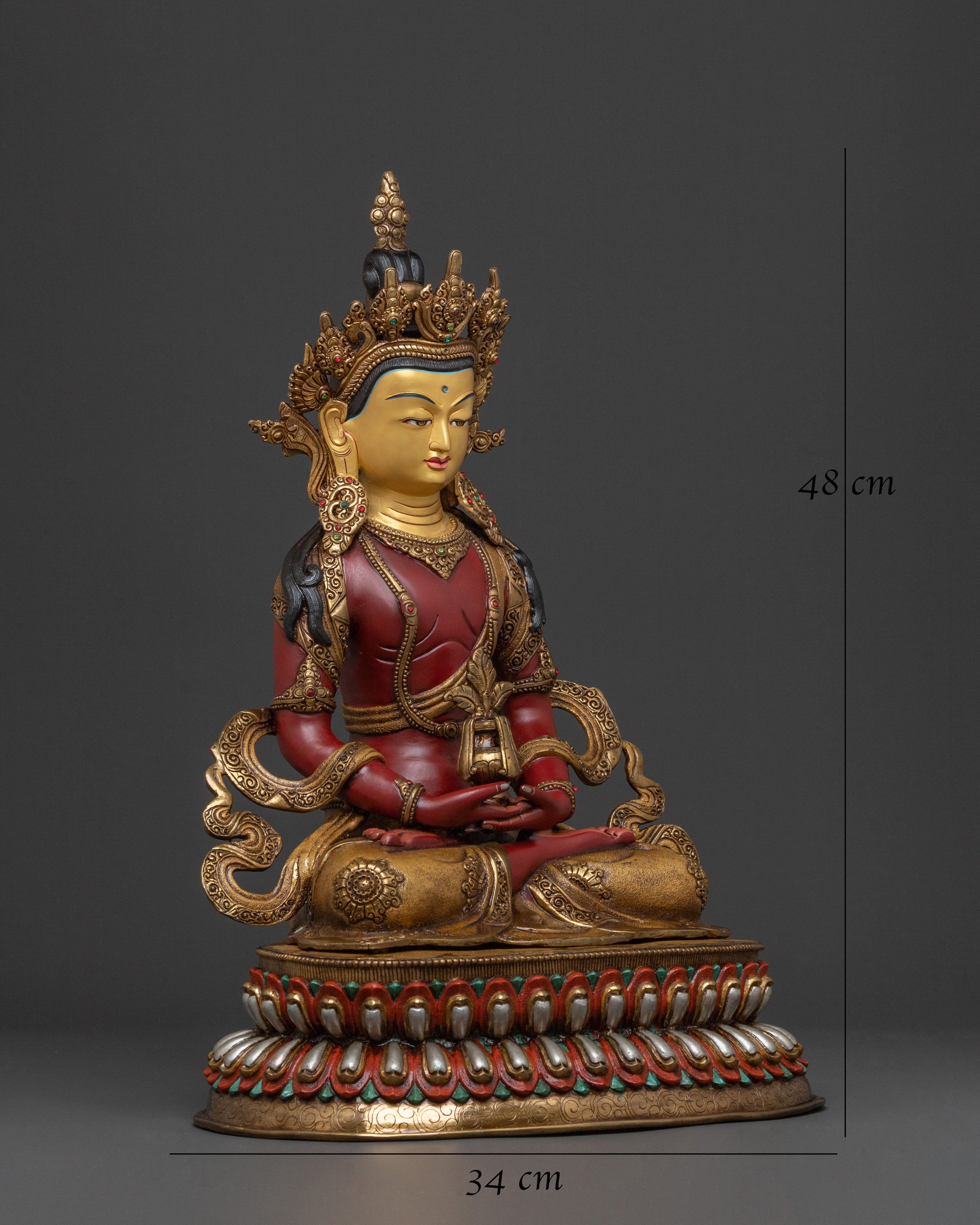 Amitayus Spiritual Statue | 24K Gold Gilded Buddhist Sculpture
