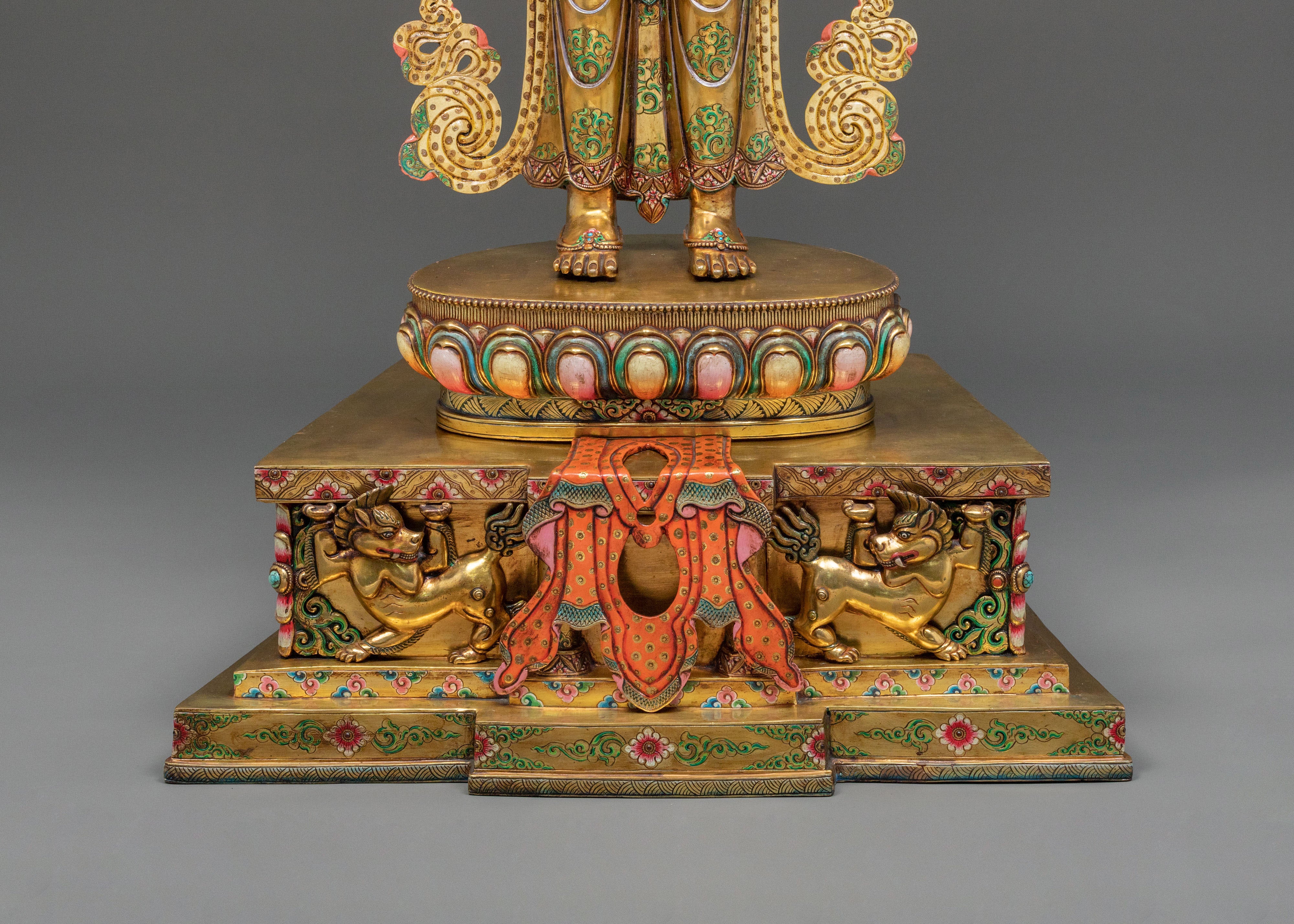 1000 Armed Chenrezig Statue: Radiant 24K Gold Gilded