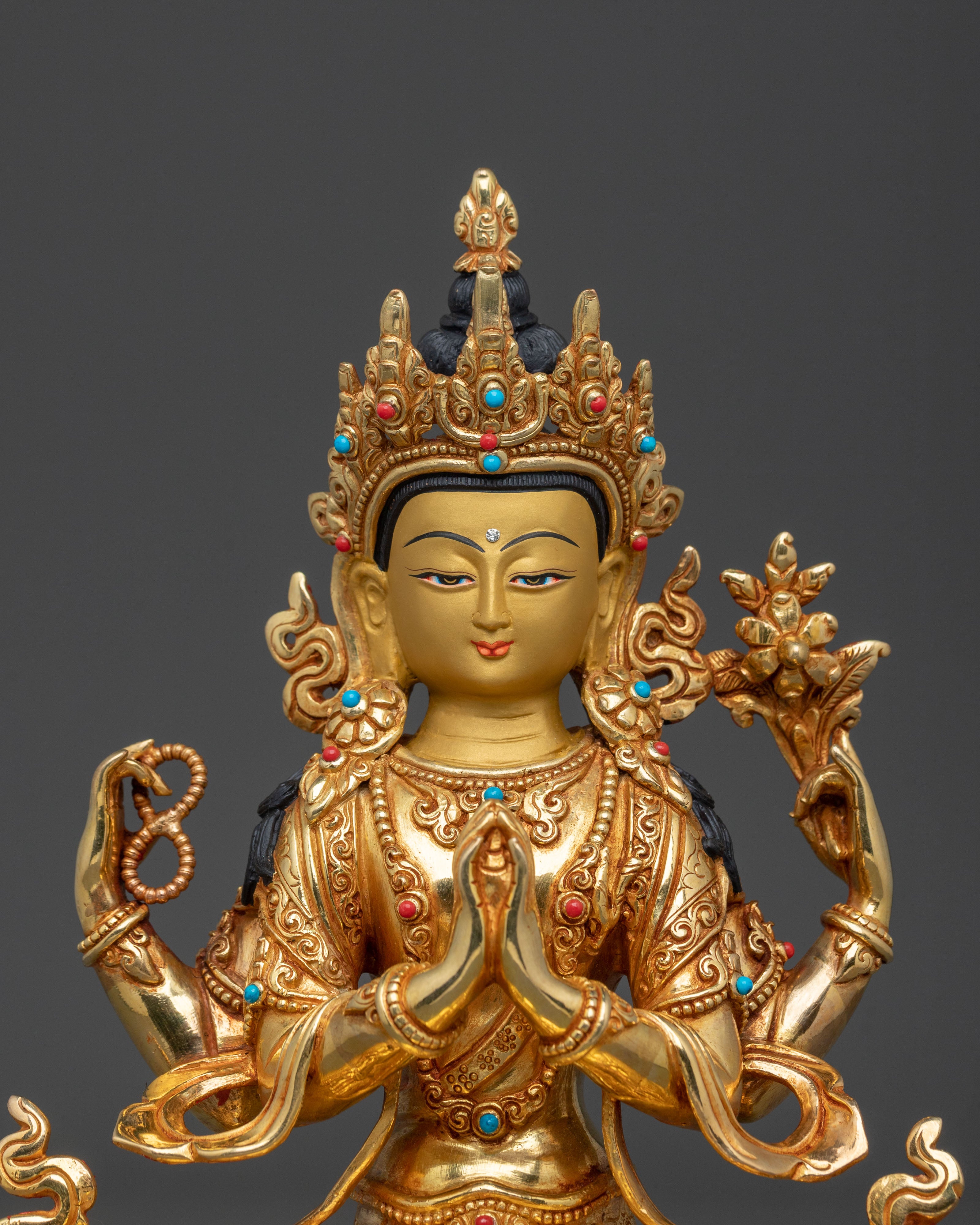 Four Armed Chenrezig Divine Sculpture | Made in Nepal