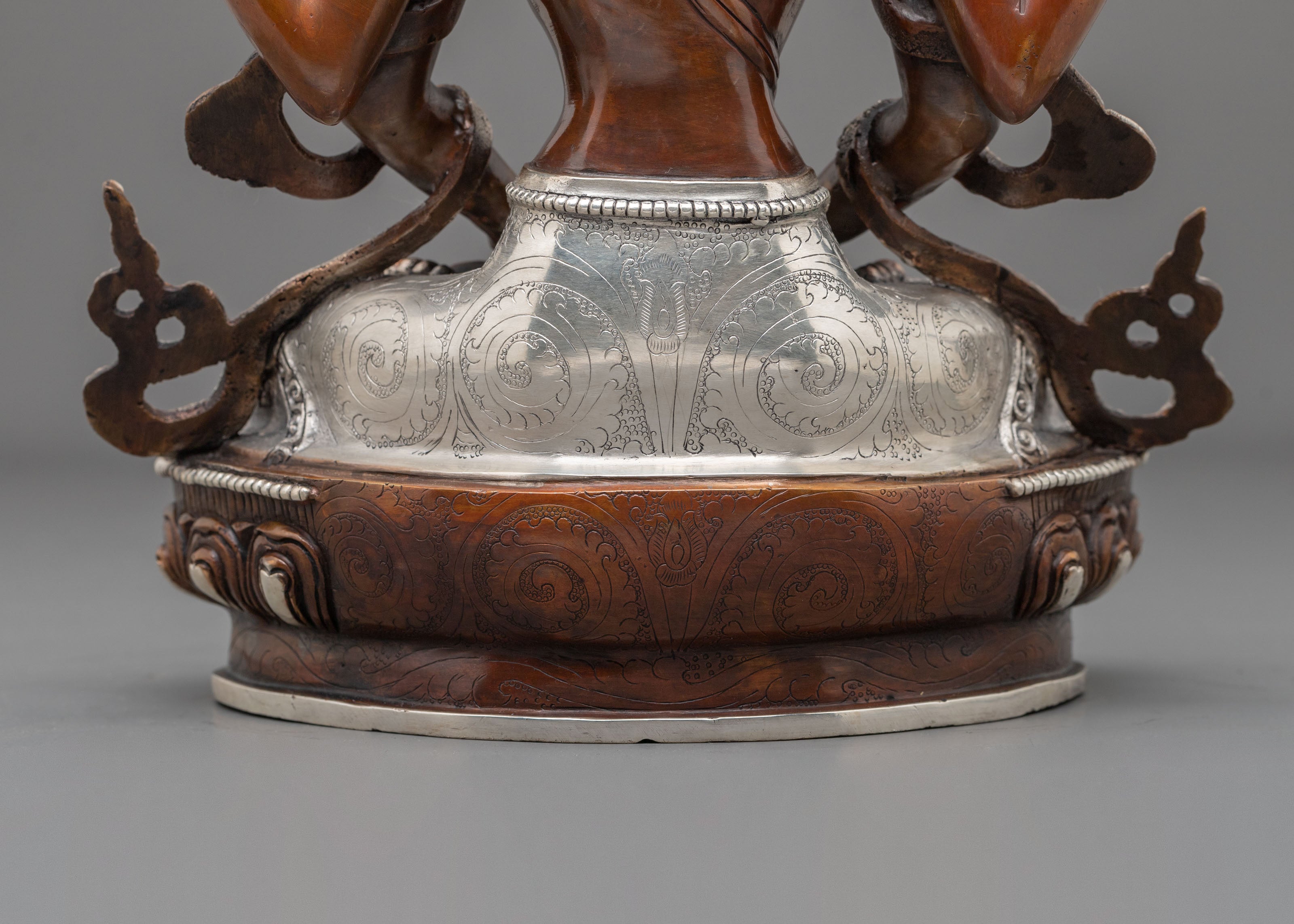 Prajnaparamita Wisdom Goddess Statue | Silver-Plated Copper Sculpture