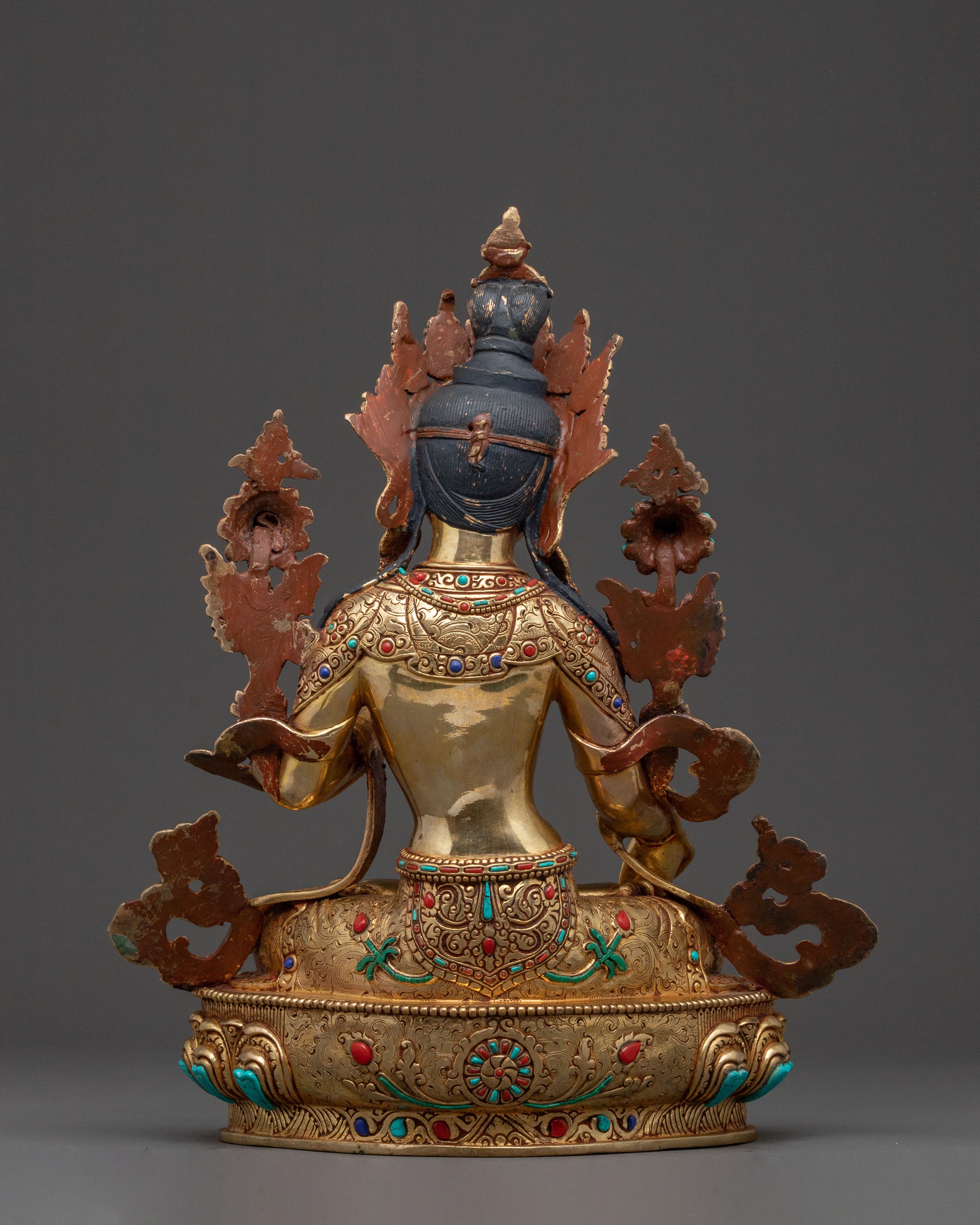 White Tara Tibetan Sacred Statue – Hand-Gilded Copper