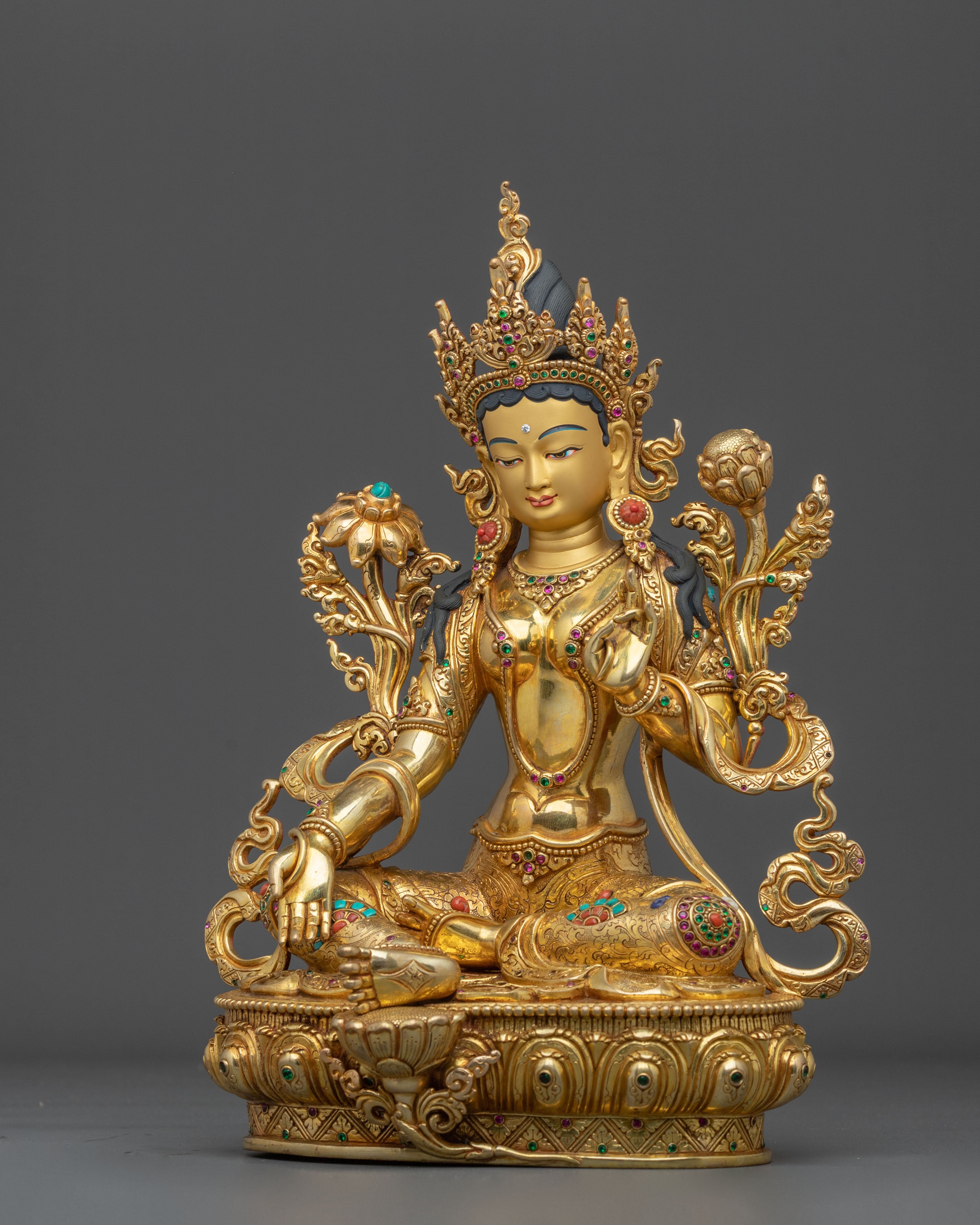 Handmade Green Tara Spiritual Figurine | Home Decor
