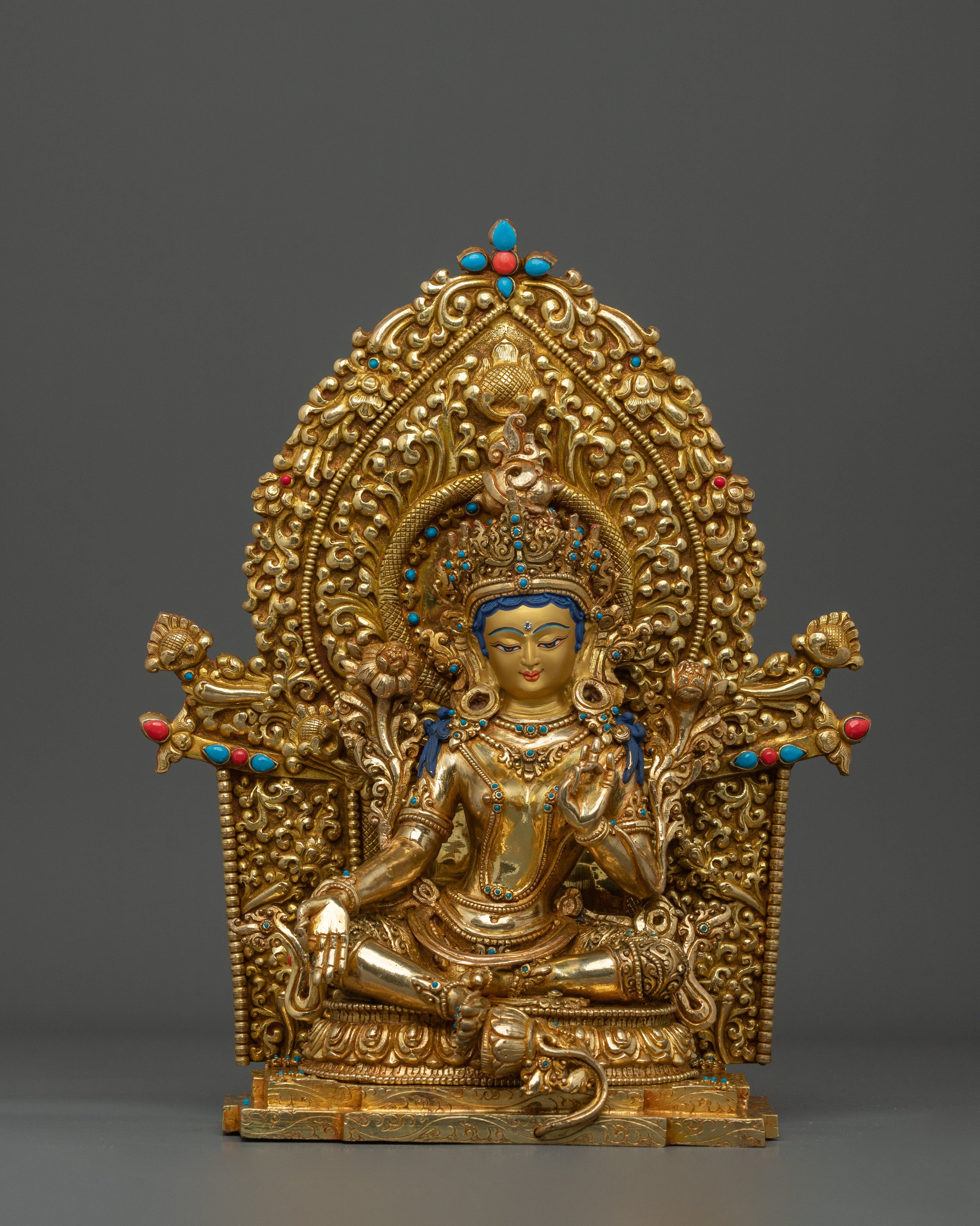 Green Tara  Healing Figurine | 24K Gold Glided
