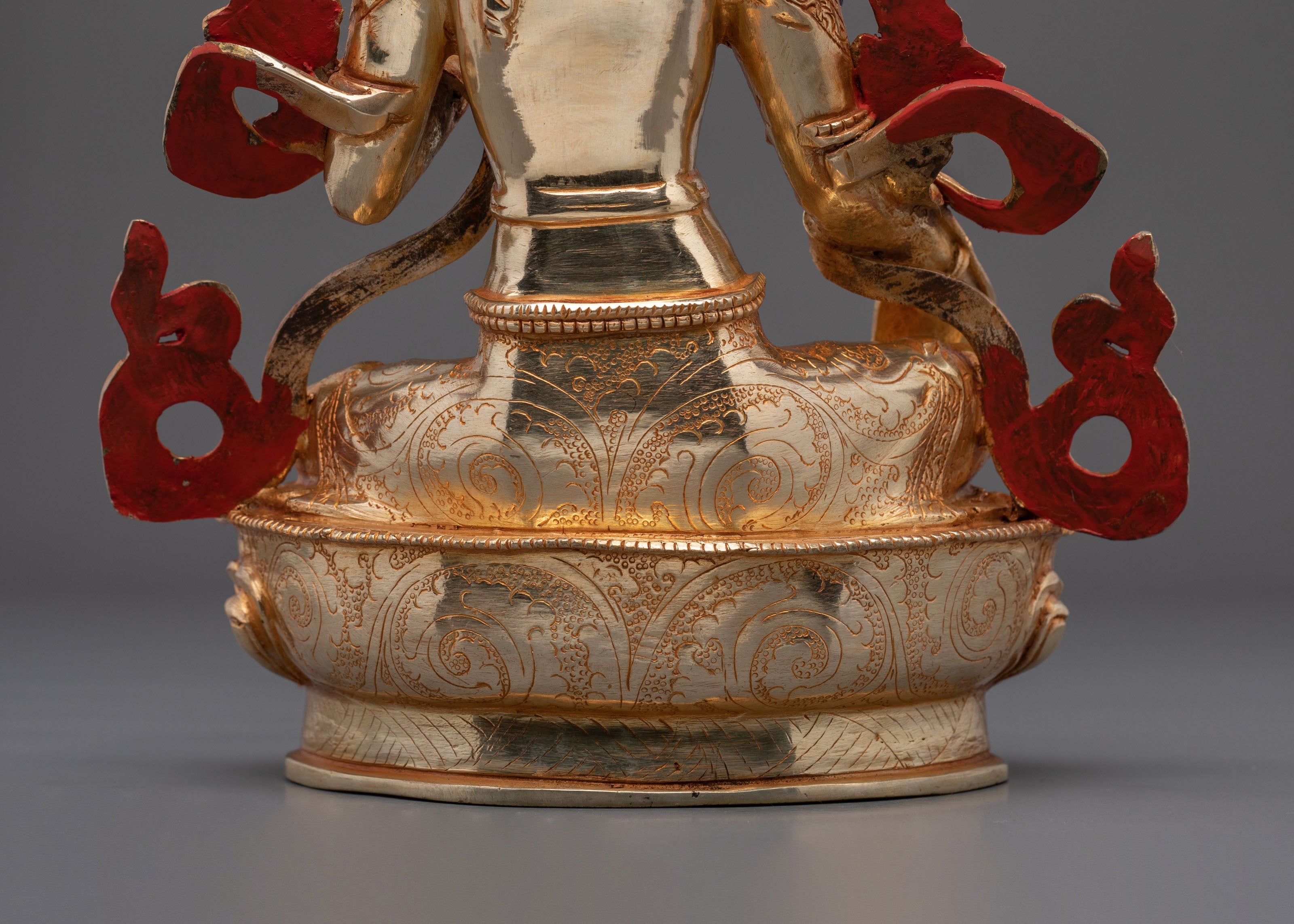 Green Tara Sculpture | Serene 24K Gold Gilded Artistry