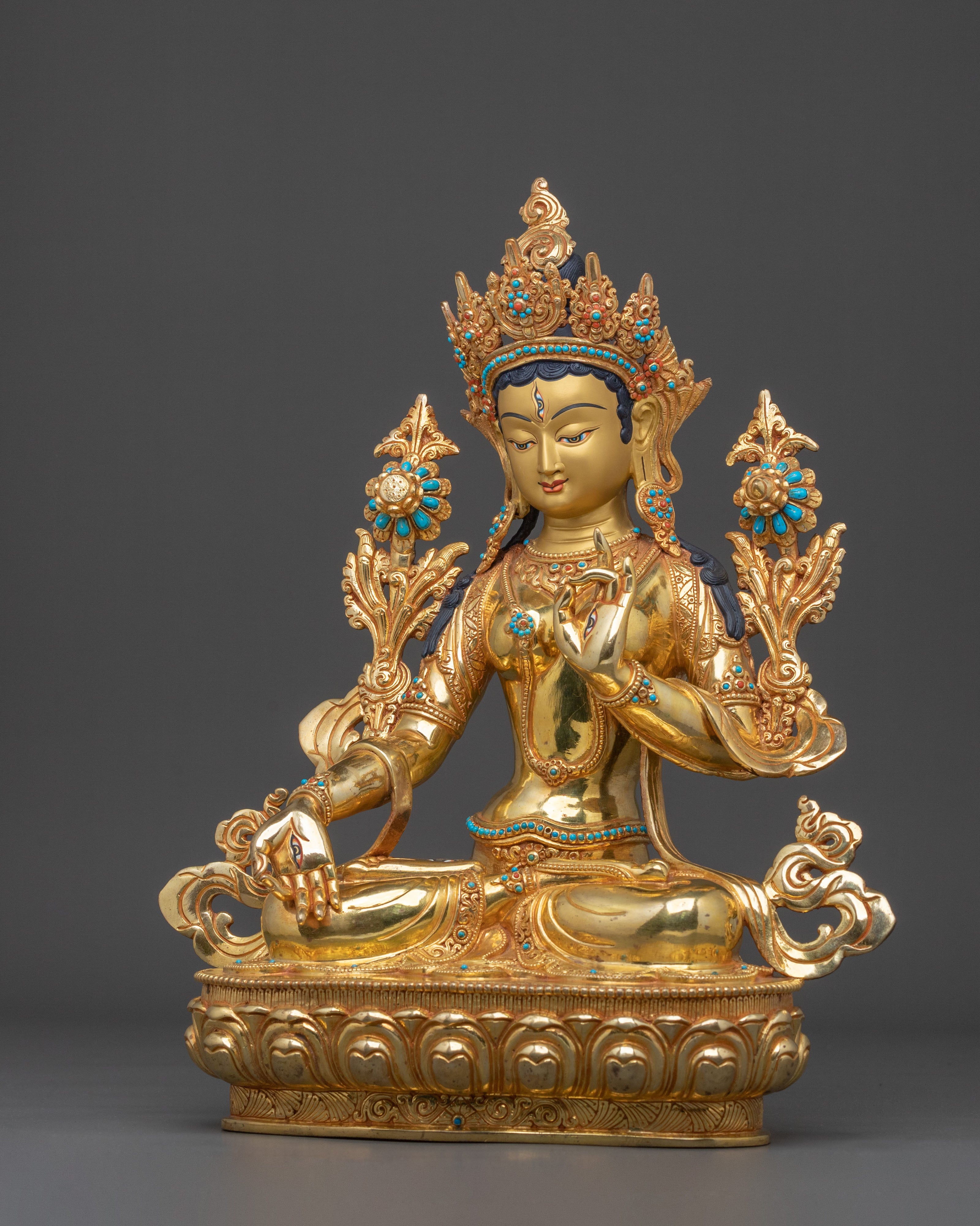 Hand Carved White Tara Sculpture | Symbol of Enlightenment