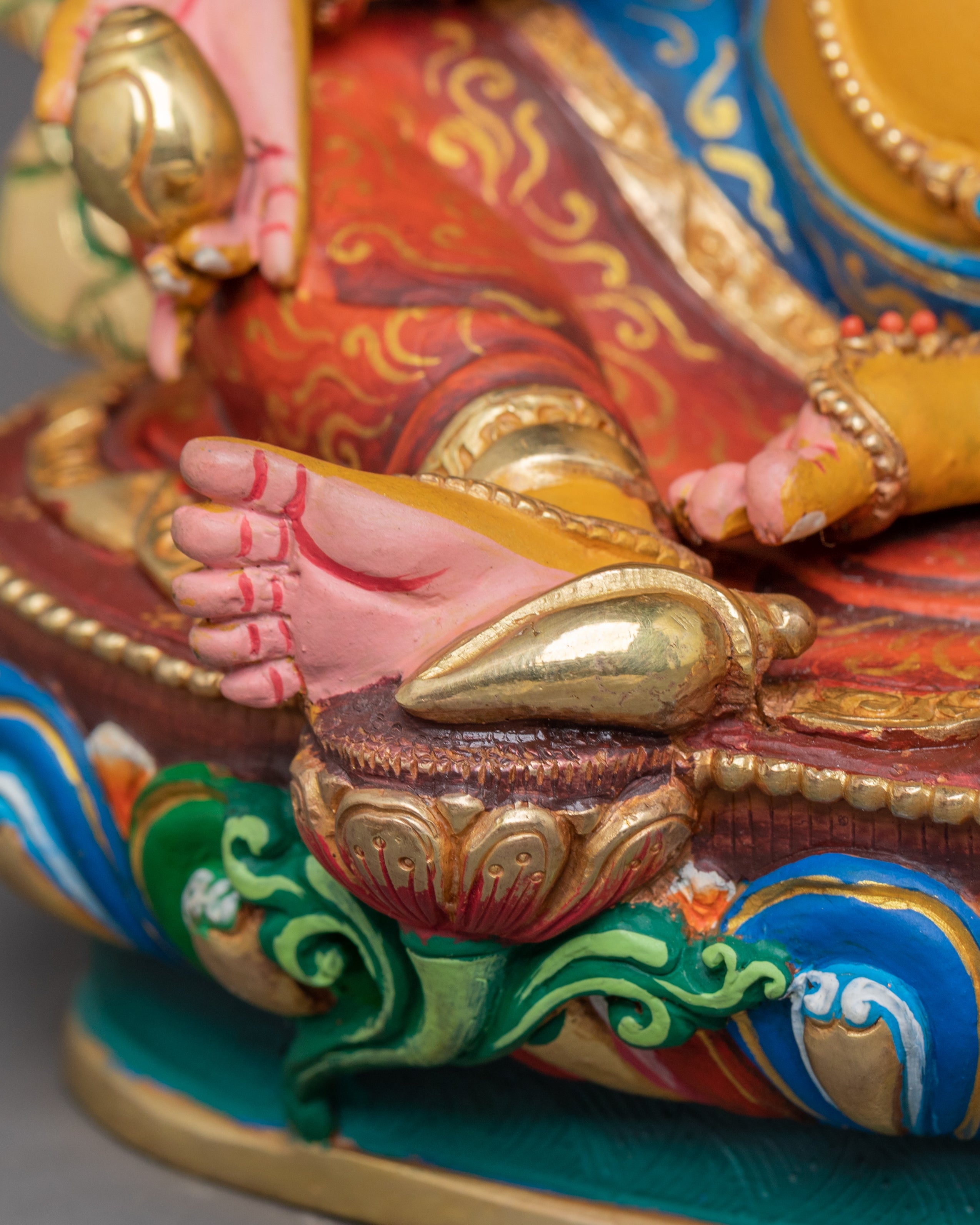 Himalayan Golden Statue of Dzambhala | Wealth Deity Figurine