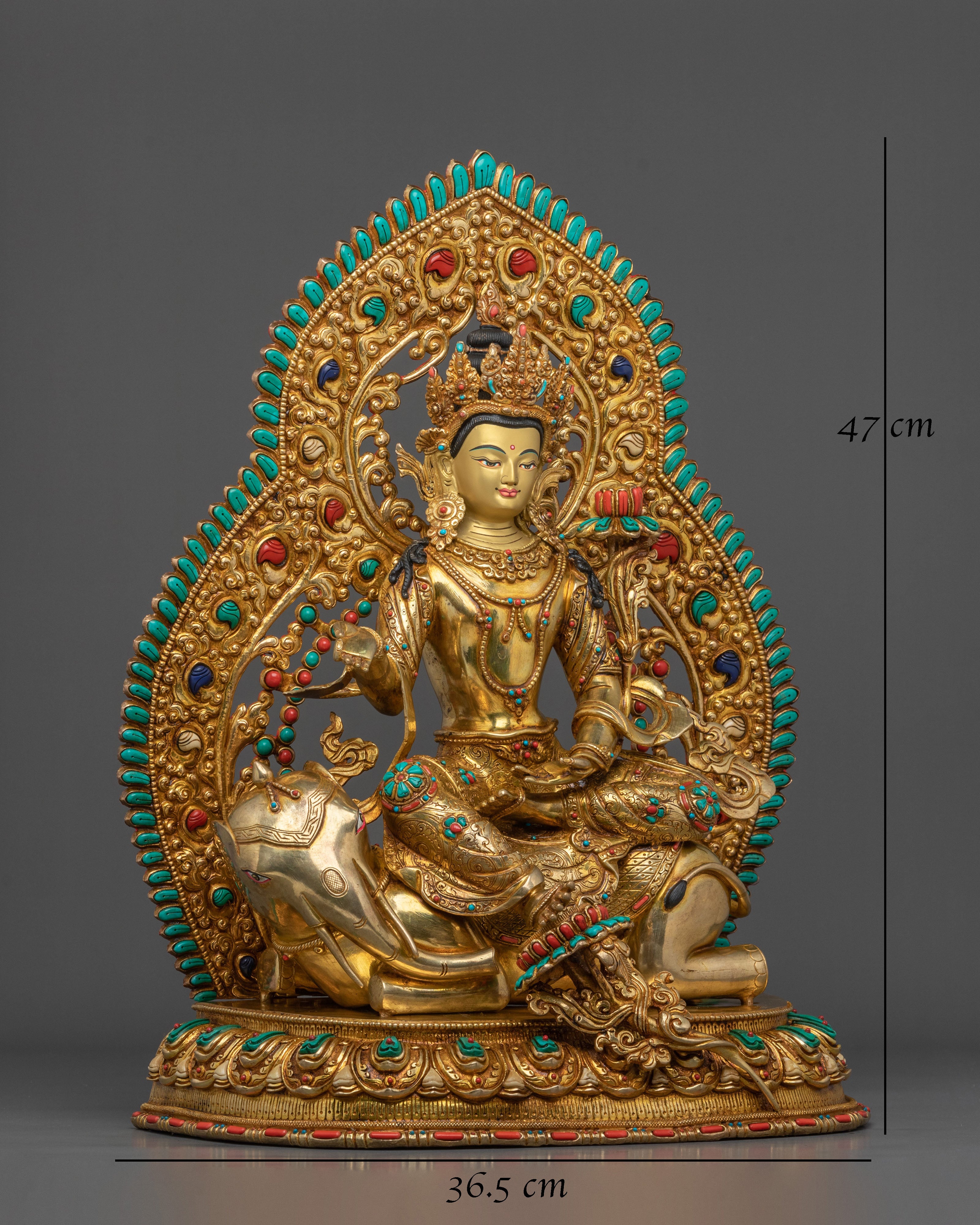 Samantabhadra Sculpture | 24K Gold Gilded Figurine