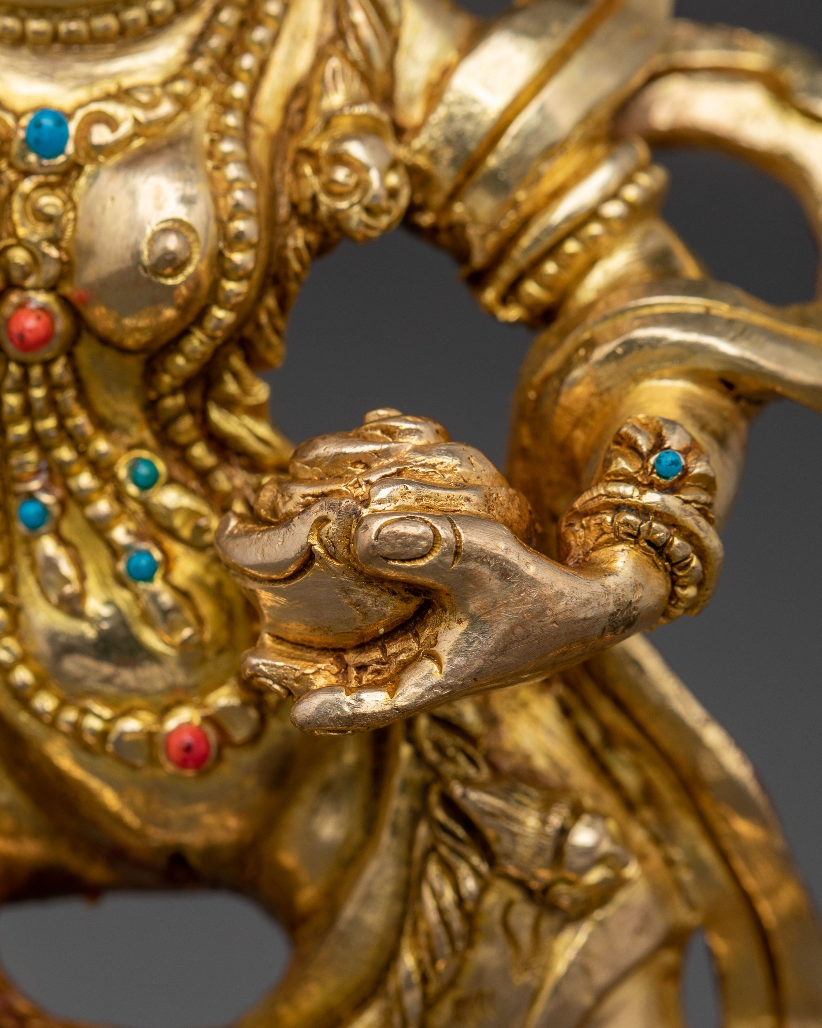 Handcrafted Dharma Protector Simhamukha Statue