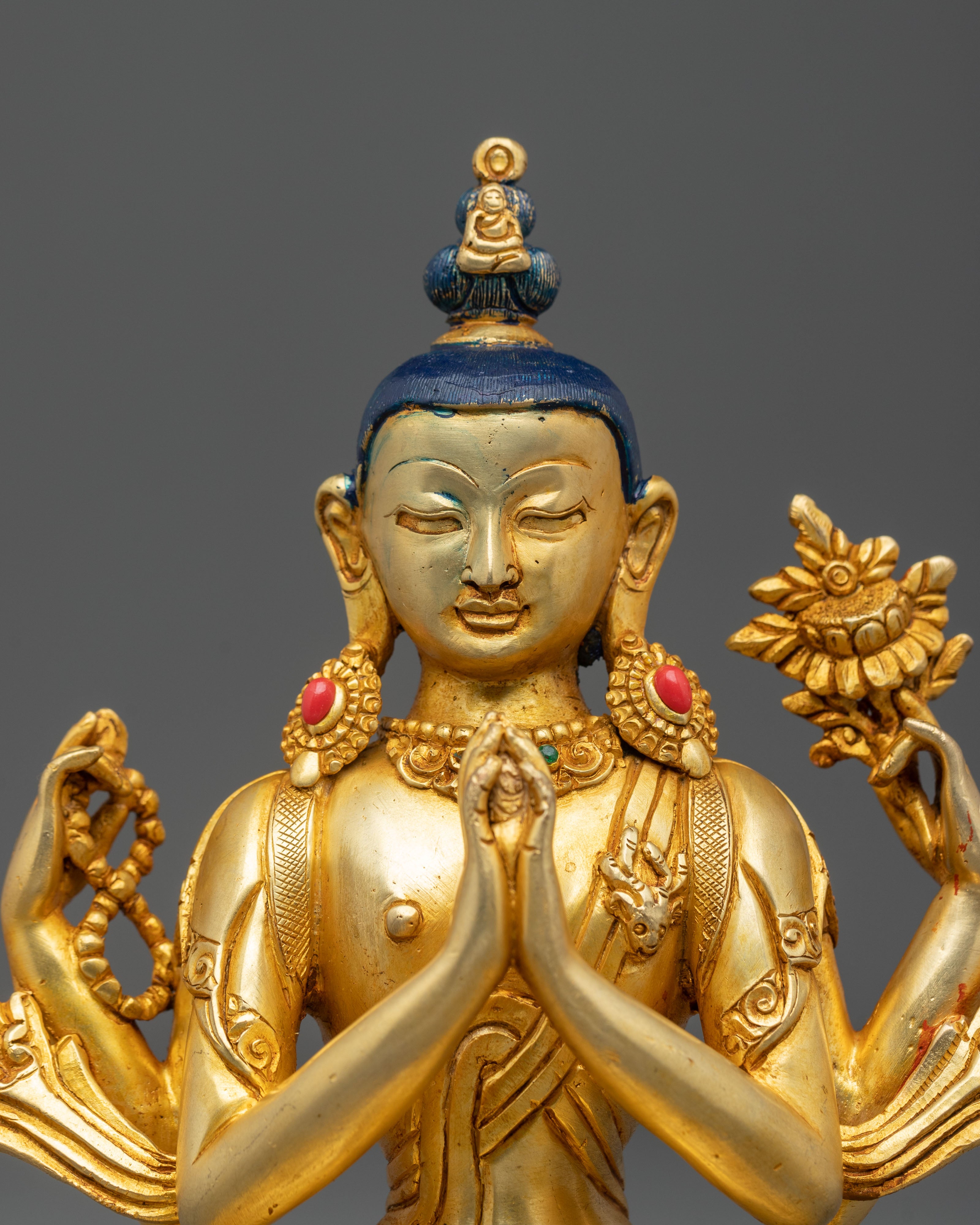 Six Bodhisattva Meditation Statue Set | 24K Gold Gilded Copper Sculptures
