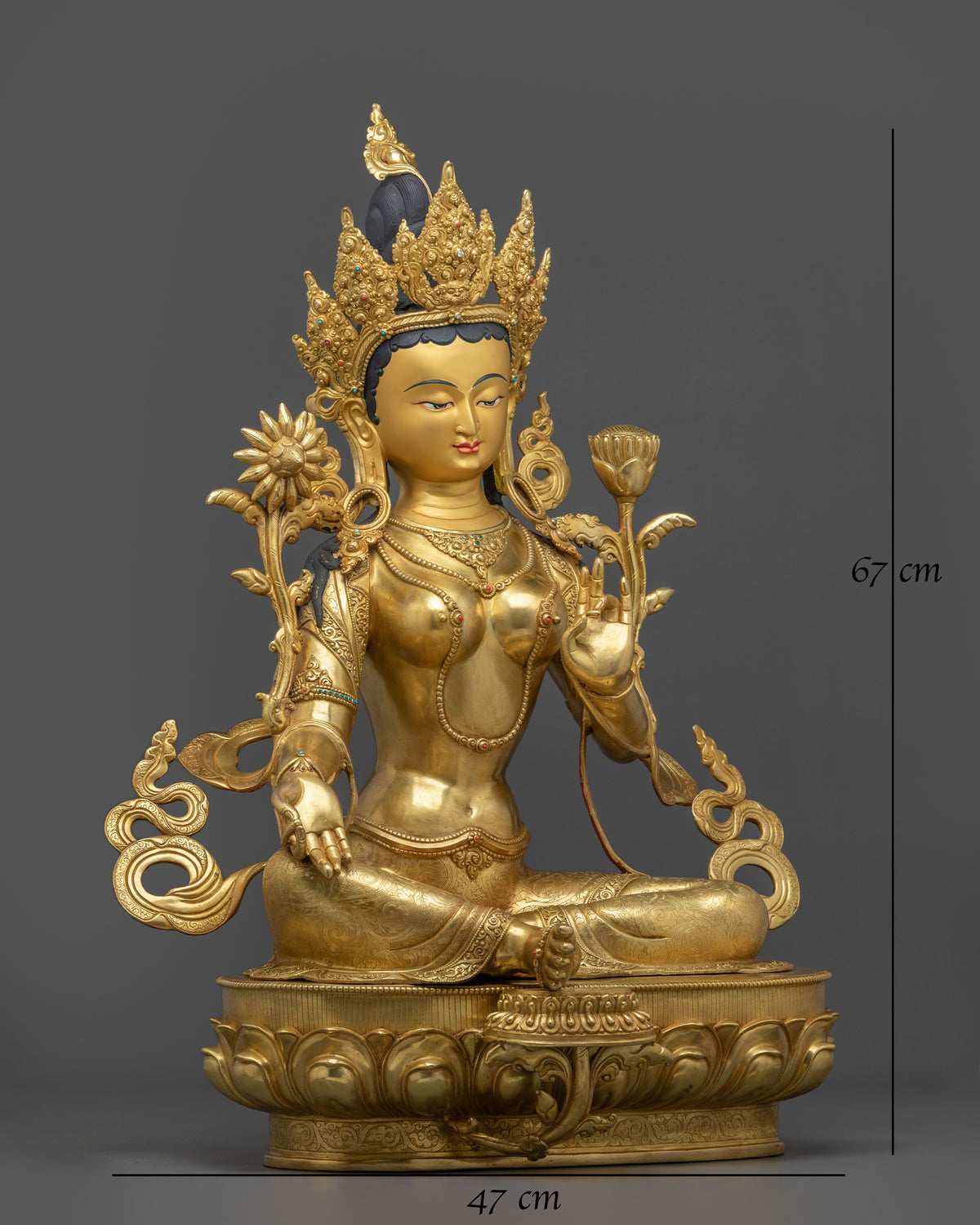 Green Tara Figurine | 67-cm Tall Golden Sculpture