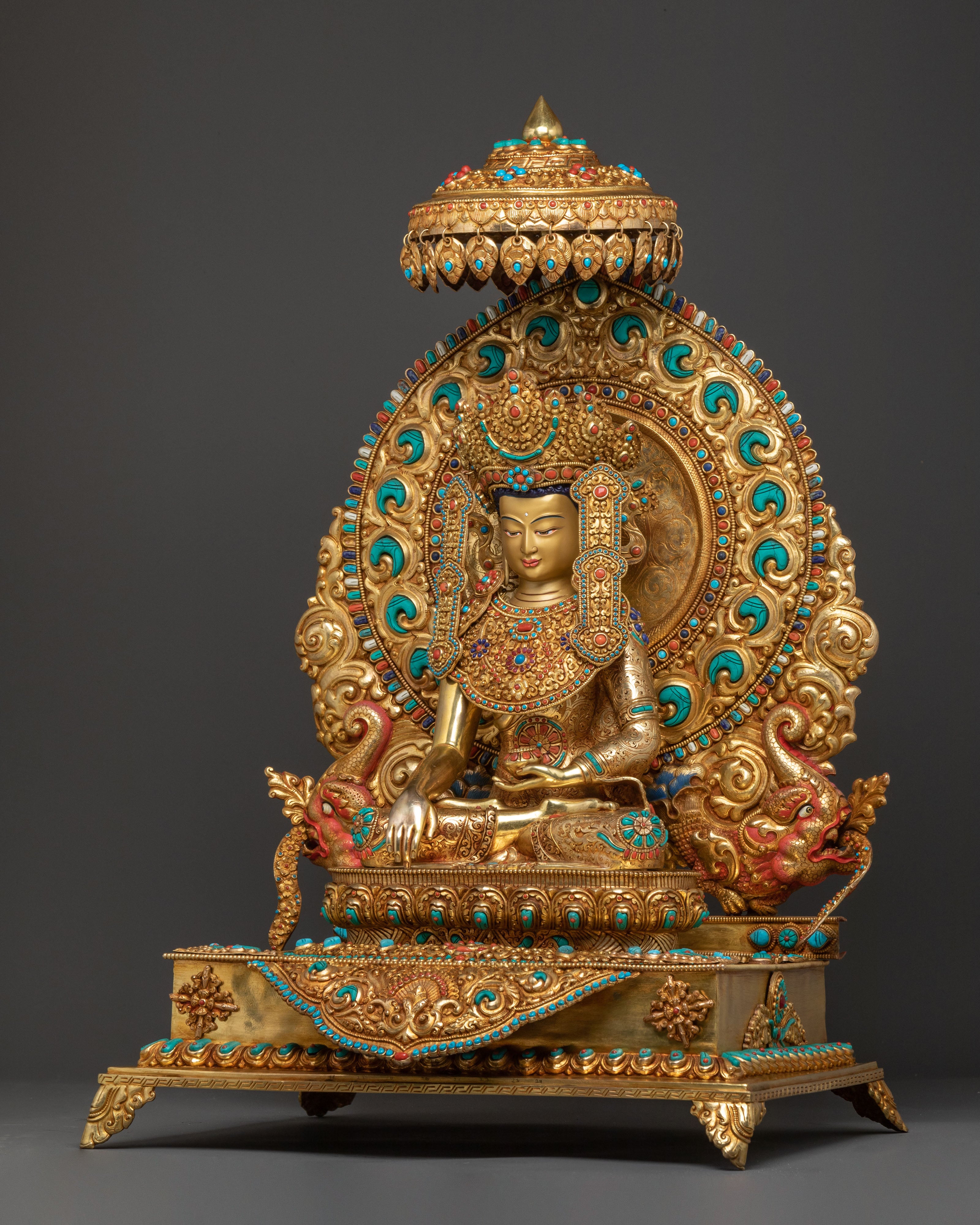 Crown Shakyamuni Buddha On Throne | Altar Decor