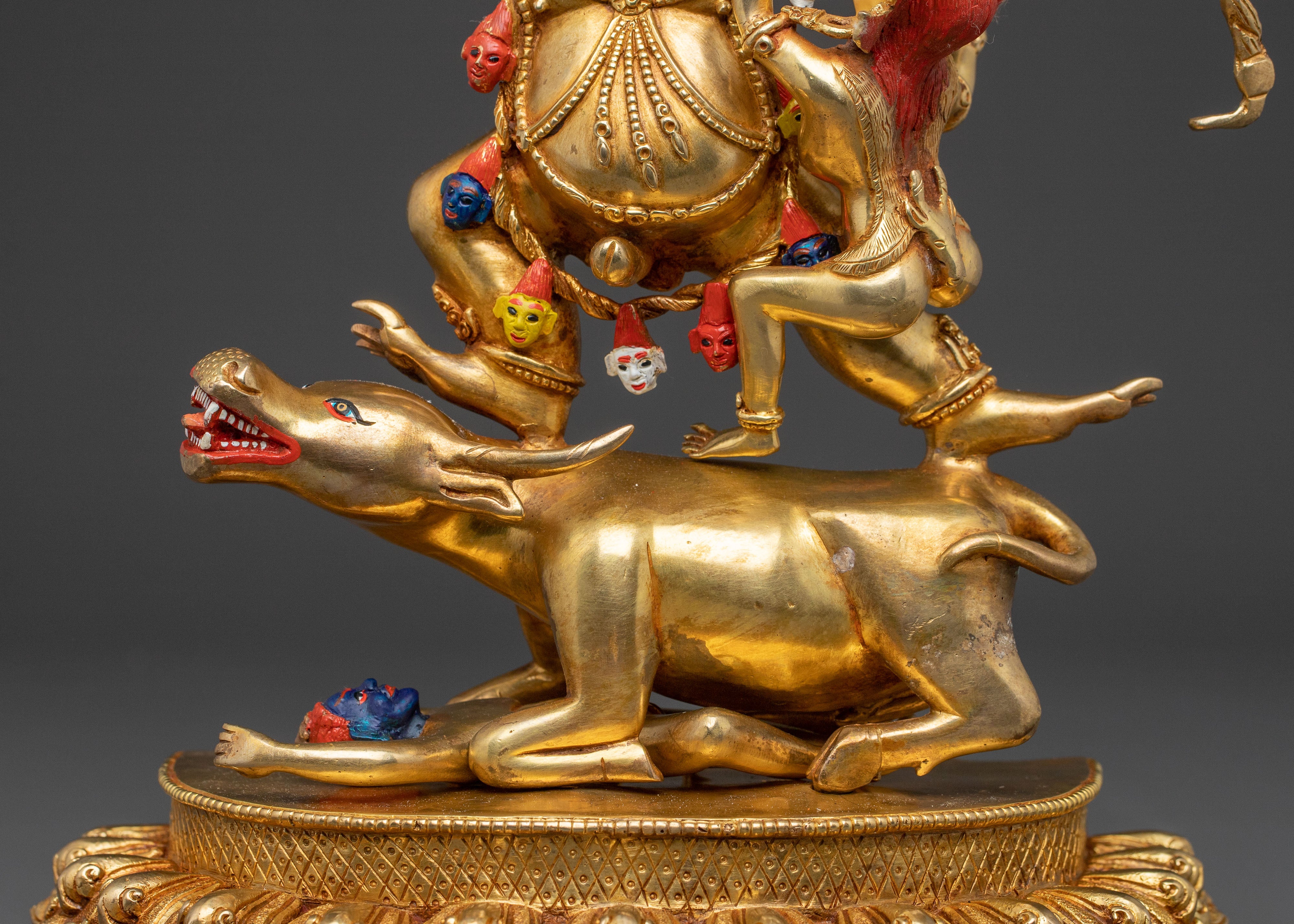Yama Dharmaraja 24k Gold Gilded Statue | Copper Body