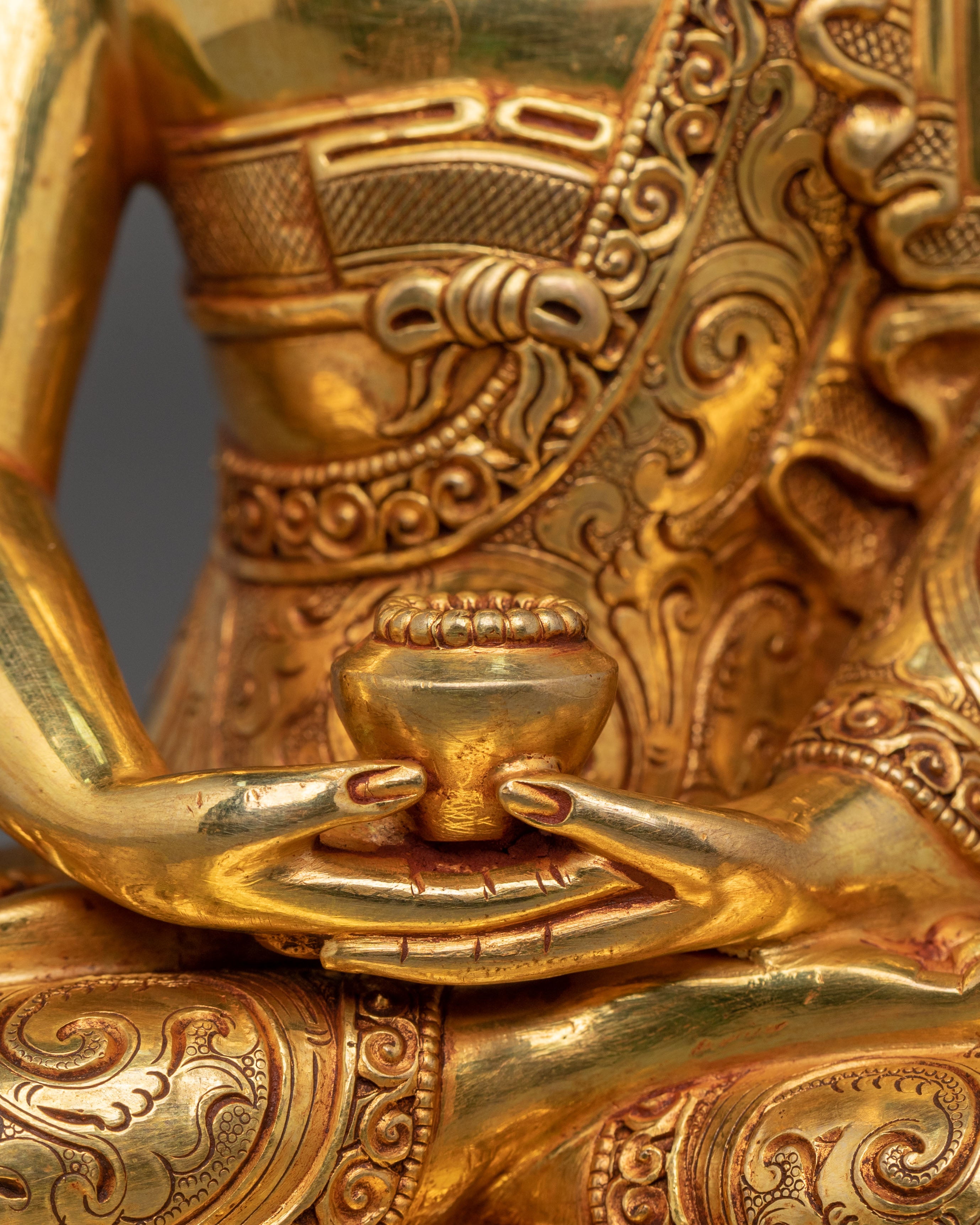 Complete Altar Set of Three Buddhas in Radiant 24K Gold