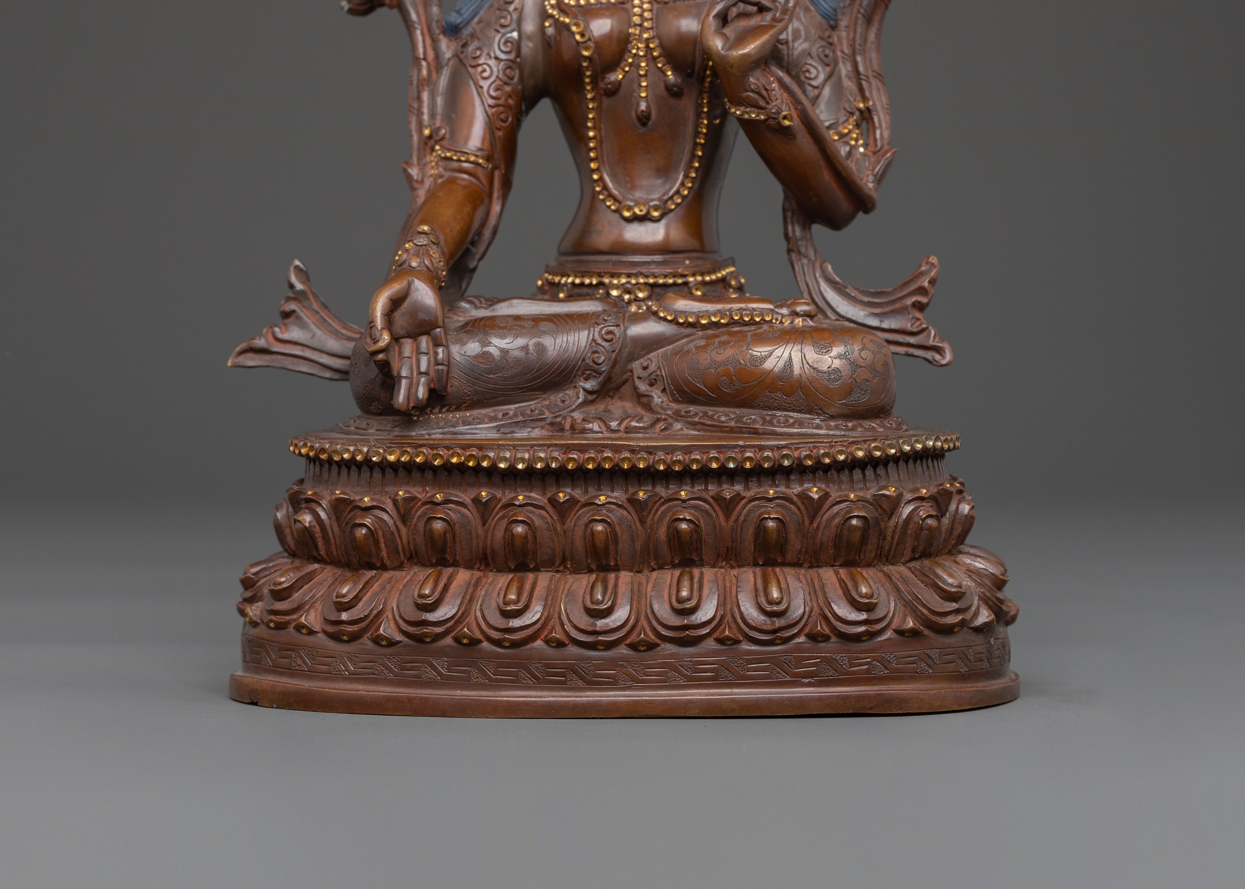 Green Tara Spiritual Statue | Buddhist Altar Sculpture