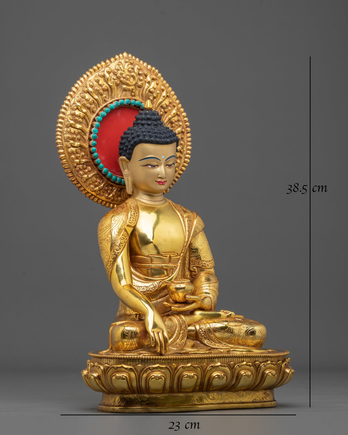Hand-Carved Shakyamuni Buddha Sculpture of Enlightenment