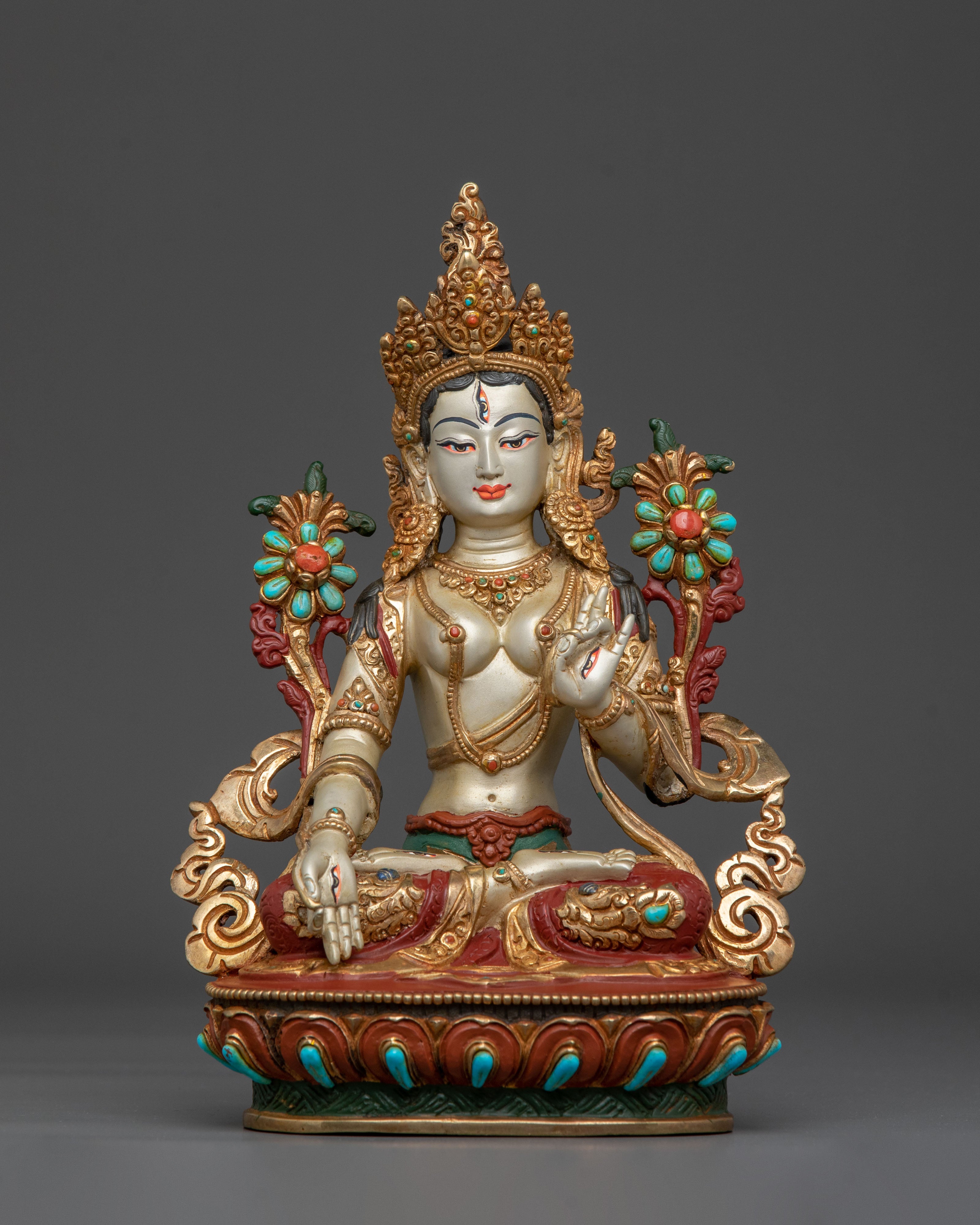 Traditional Tibetan White Tara Statue | Spiritual Home & Shrine Decor