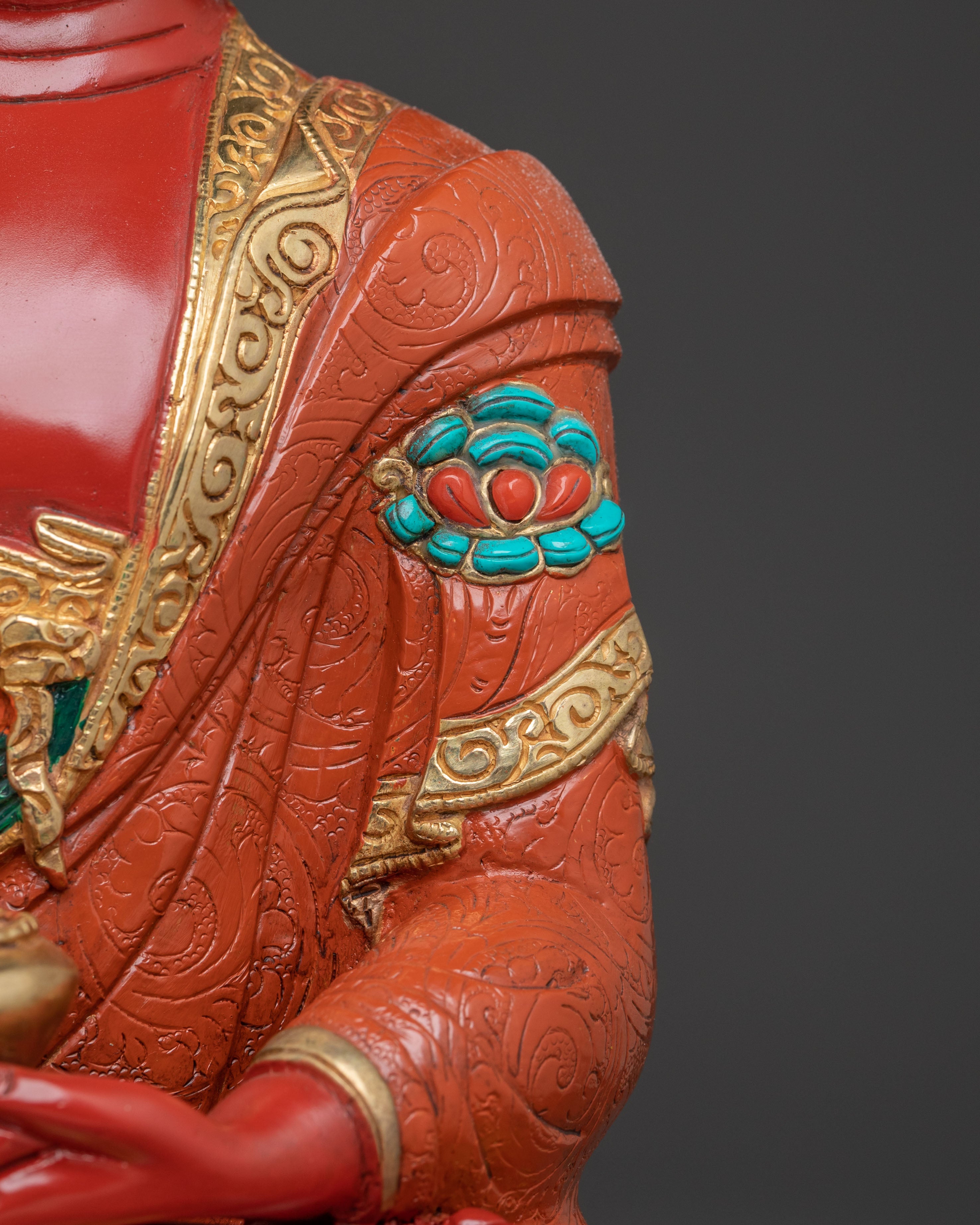 Amitabha Buddha Tibetan Sacred Statue, Hand-Gilded Copper