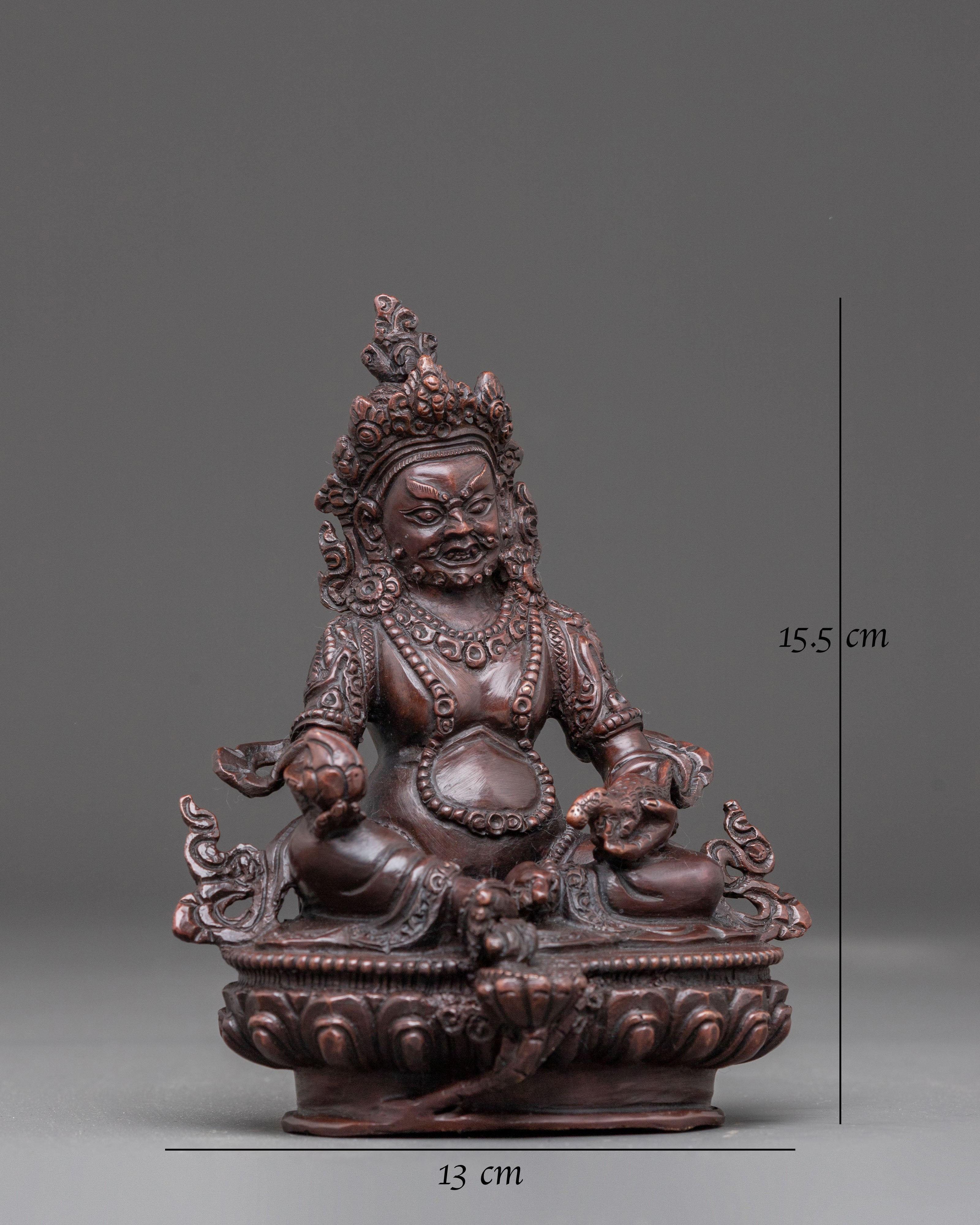 Handmade Dzambhala Oxidized Copper Statue | Wealth Deity Decor