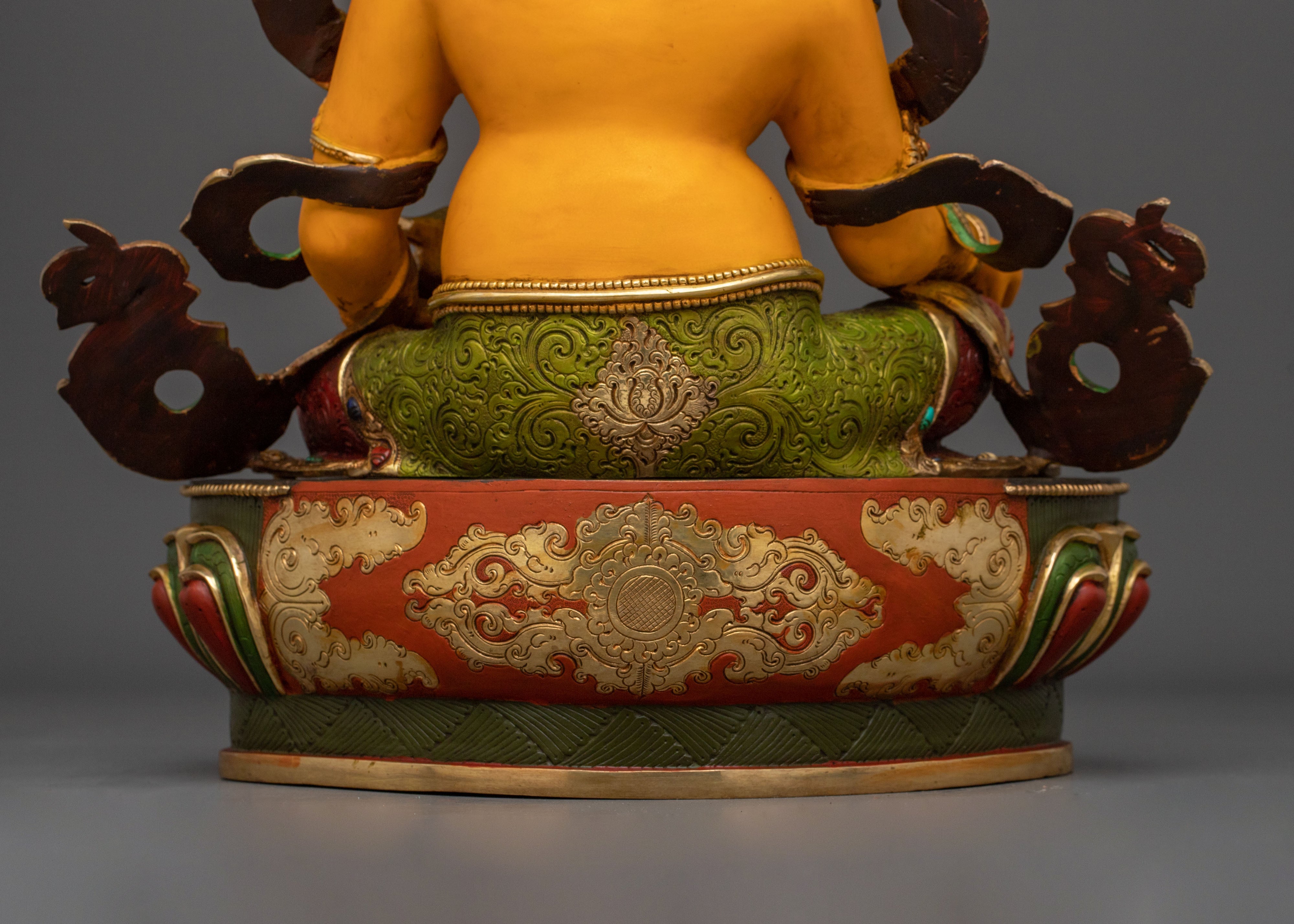 Dzambhala Tibetan Wealth God Statue | 24K Gold Gilded Buddhist Sculpture