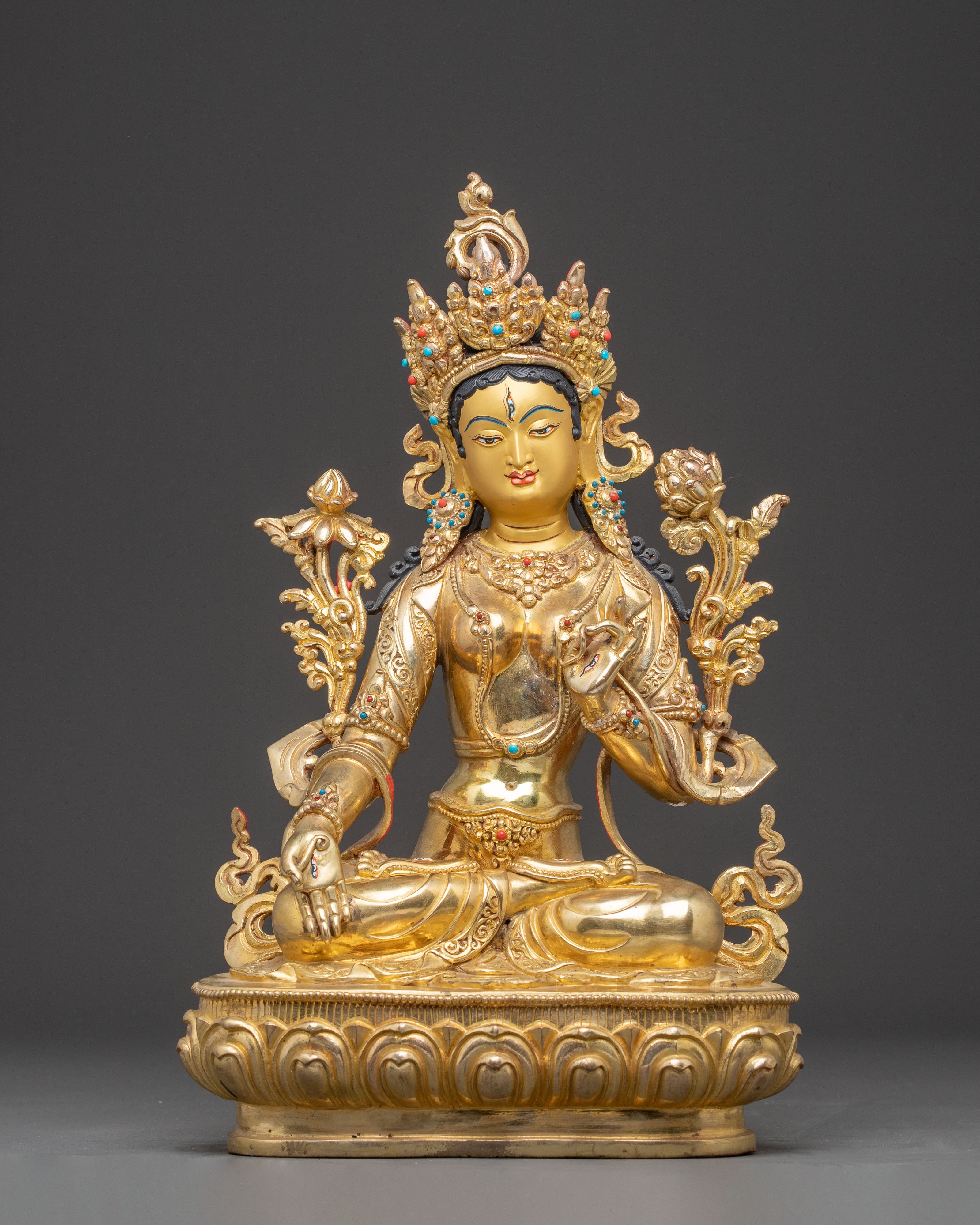 Divine Statue Of Seven Eyes White Tara