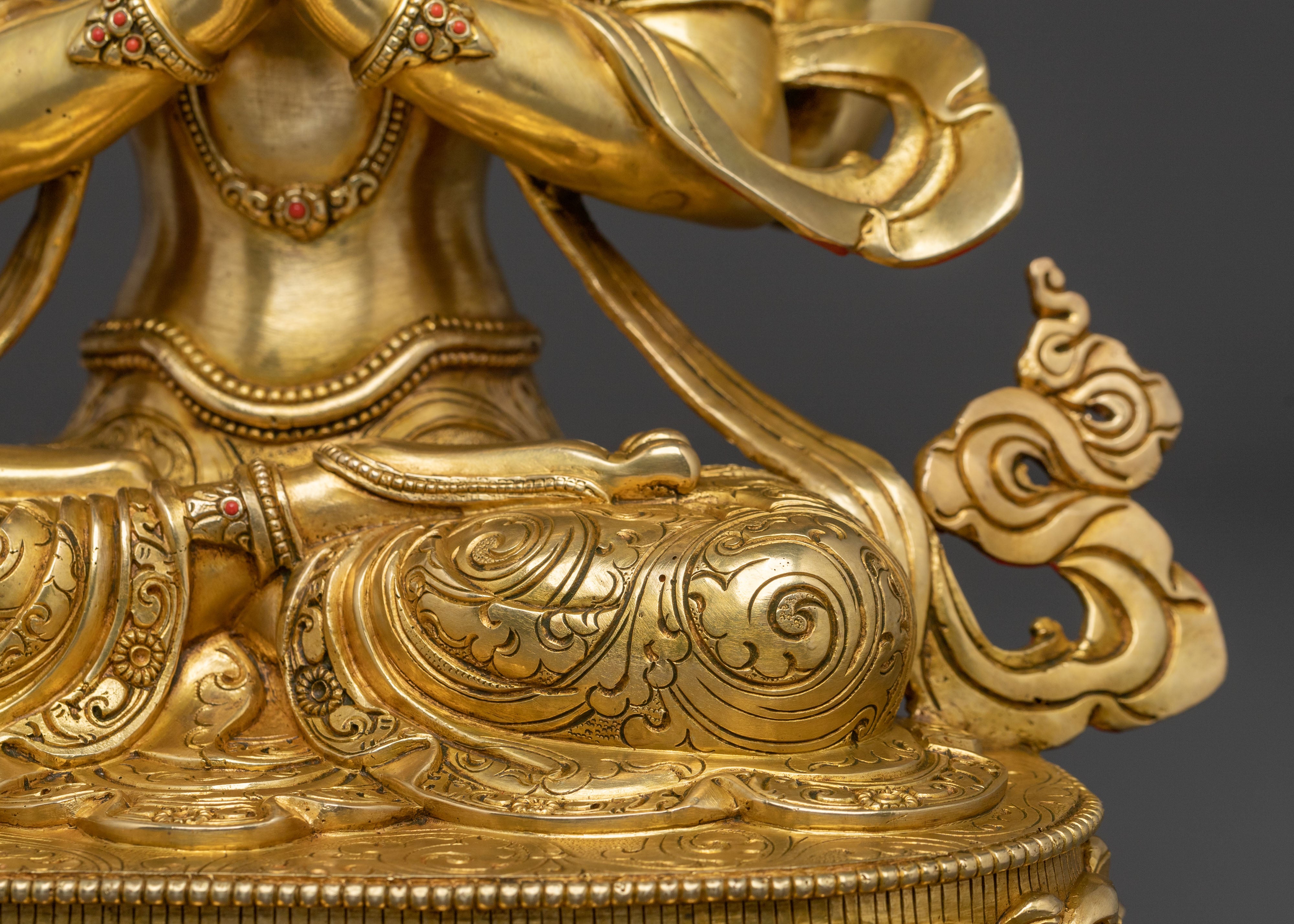 Handcrafted Chenrezig Traditional Statue: 24K Gold Gilded