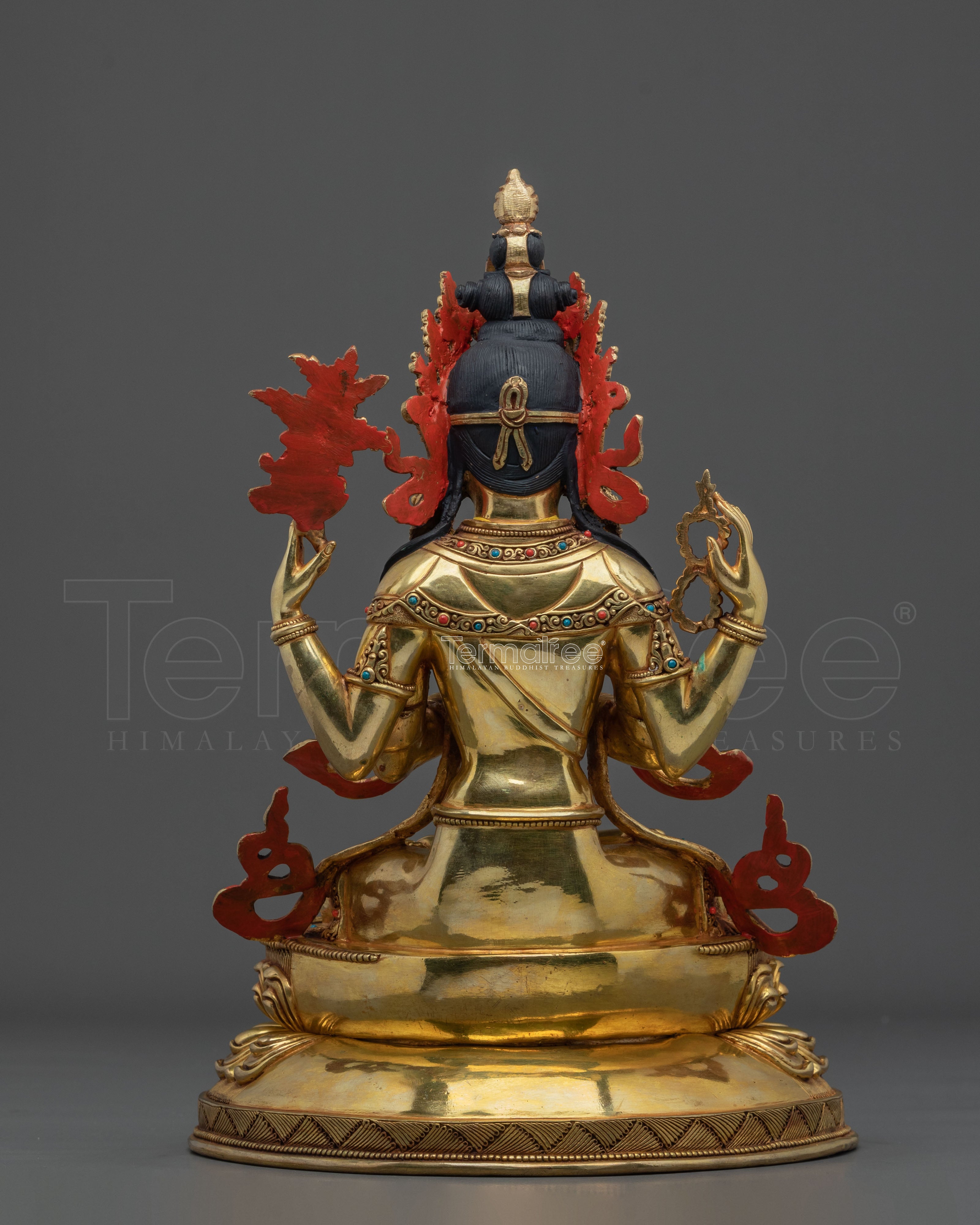Chenrezig Four Armed Compassion Altar Sculpture | Bodhisattva Symbol of Universal Love