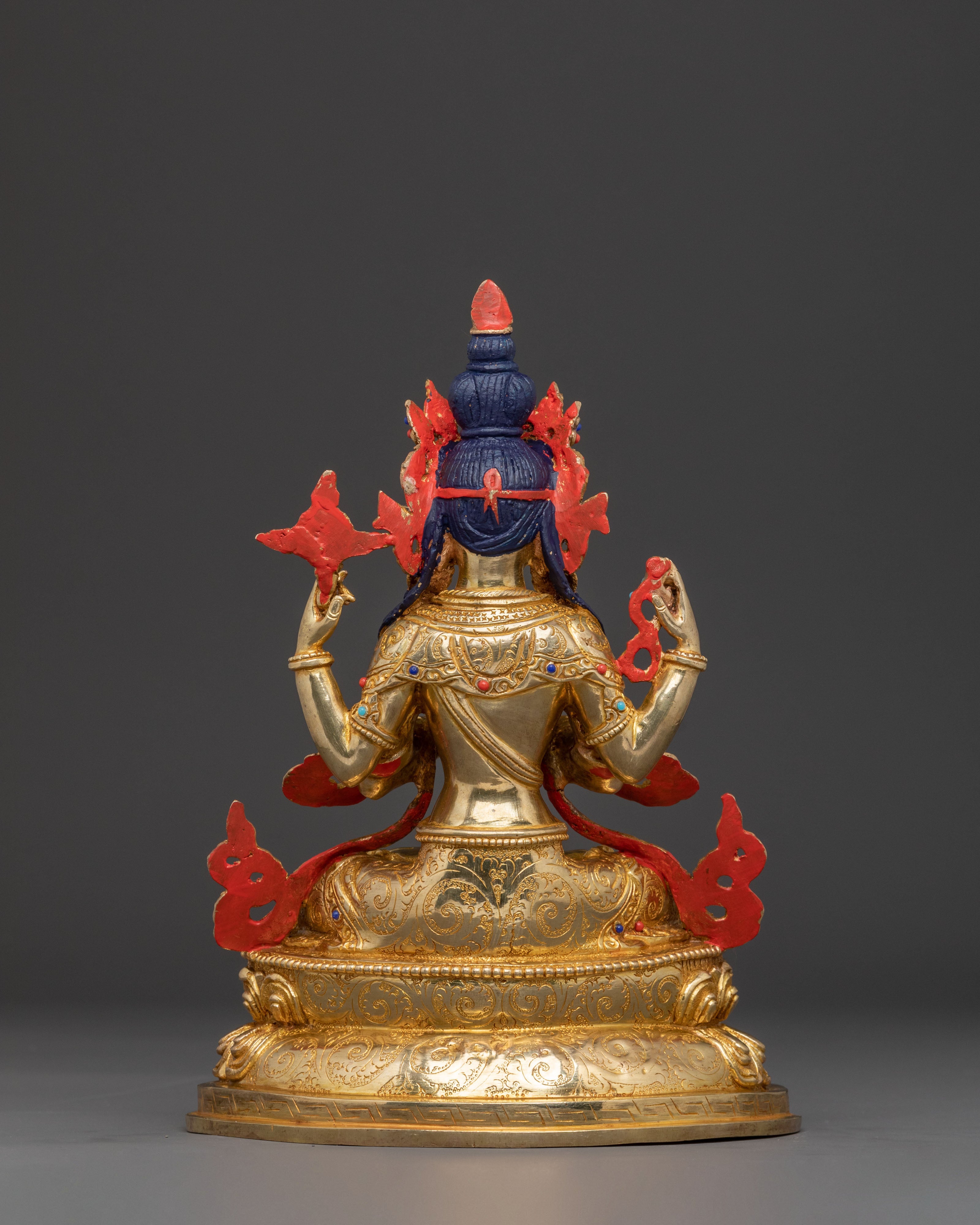 Chenrezig Bodhisattva Sacred Statue – 24K Gold Gilded Art