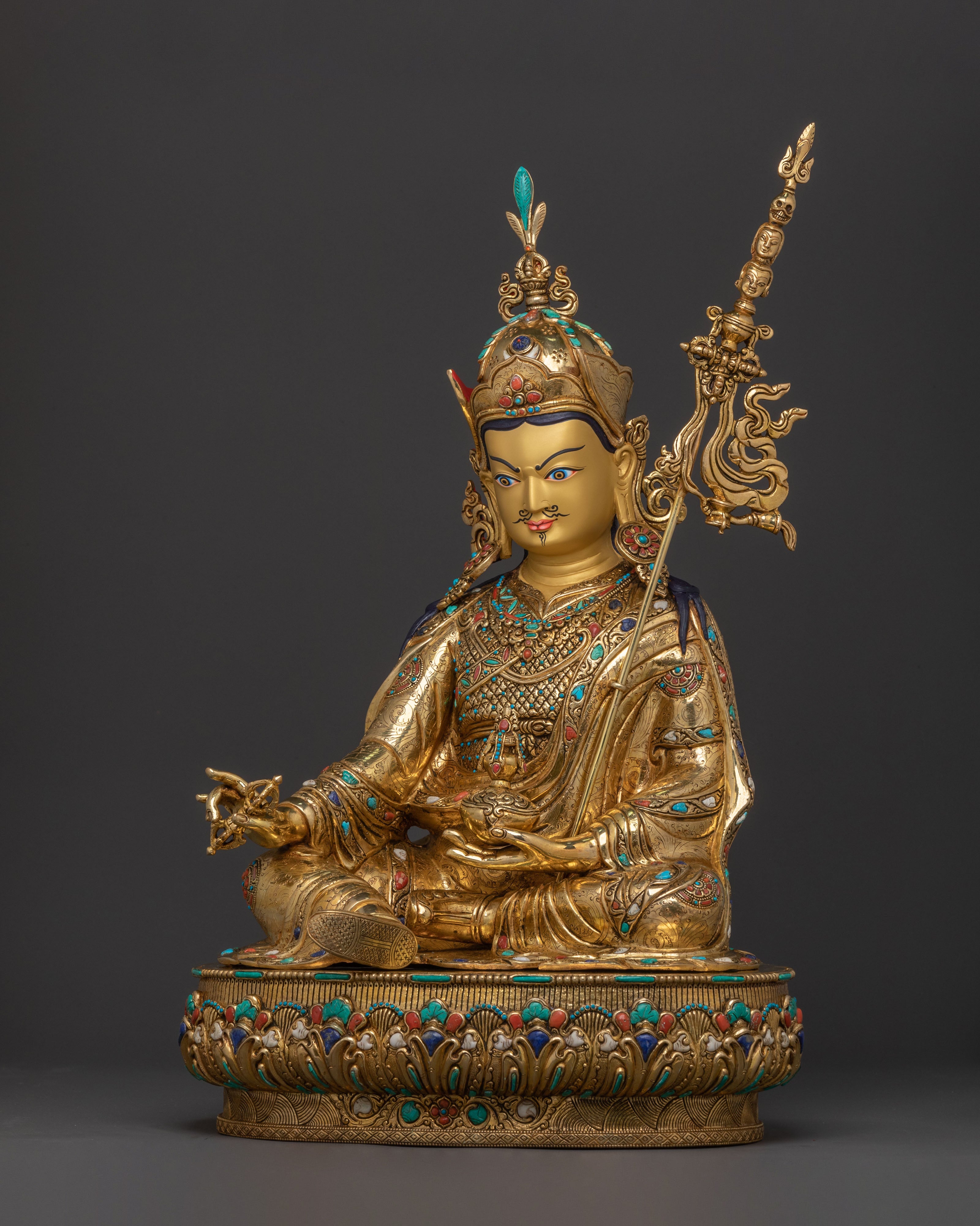 Sacred Enlightened Padmasambhava Guru Statue for Spiritual Altars