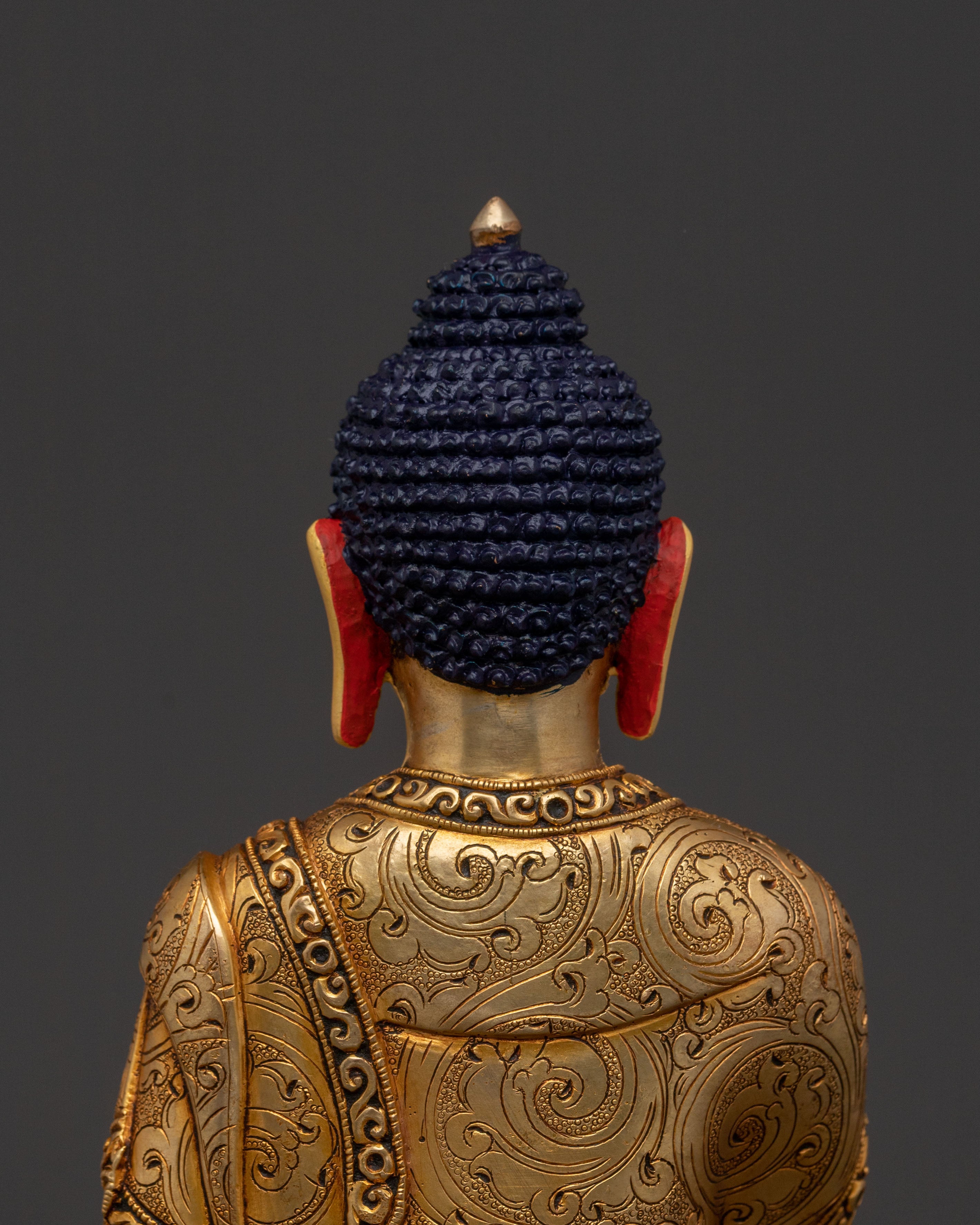 Shakyamuni Buddha Statue: 24K Gold Gilded Copper Rupa