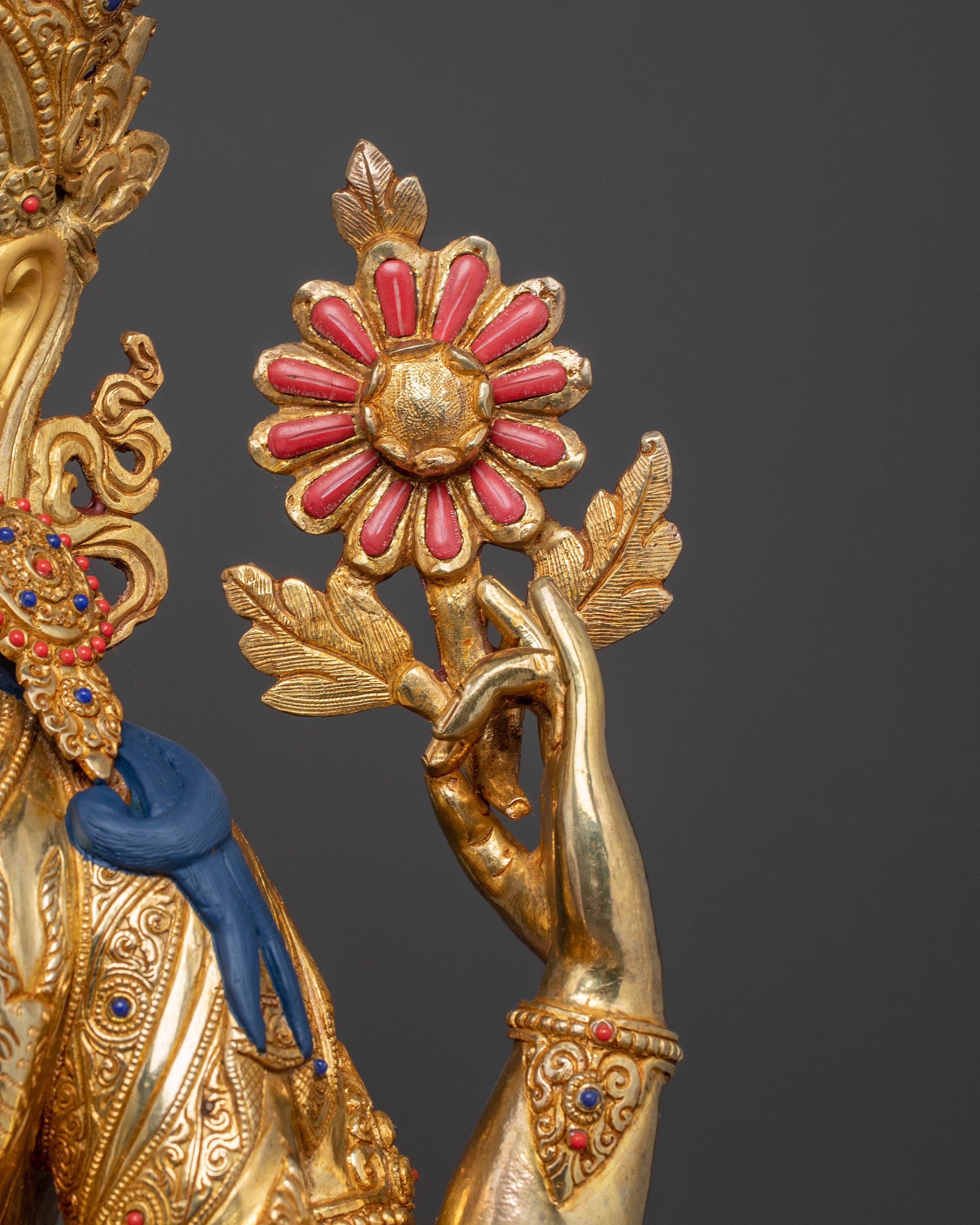 Handmade Golden Statue of Chenrezig: Bodhisattva of Compassion