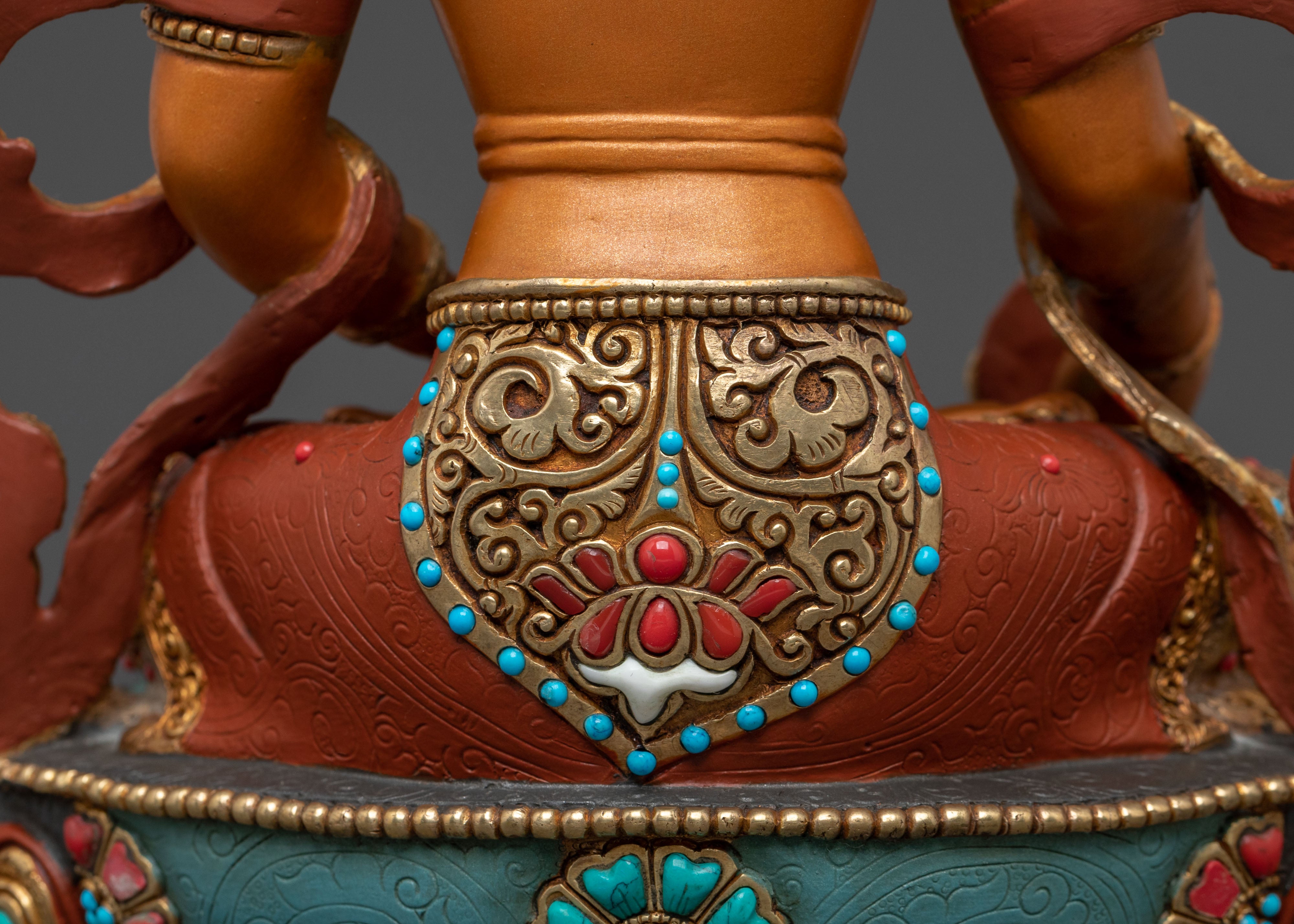 Kshitigarbha Traditional Sculpture | Gold Gilded Buddhist Art
