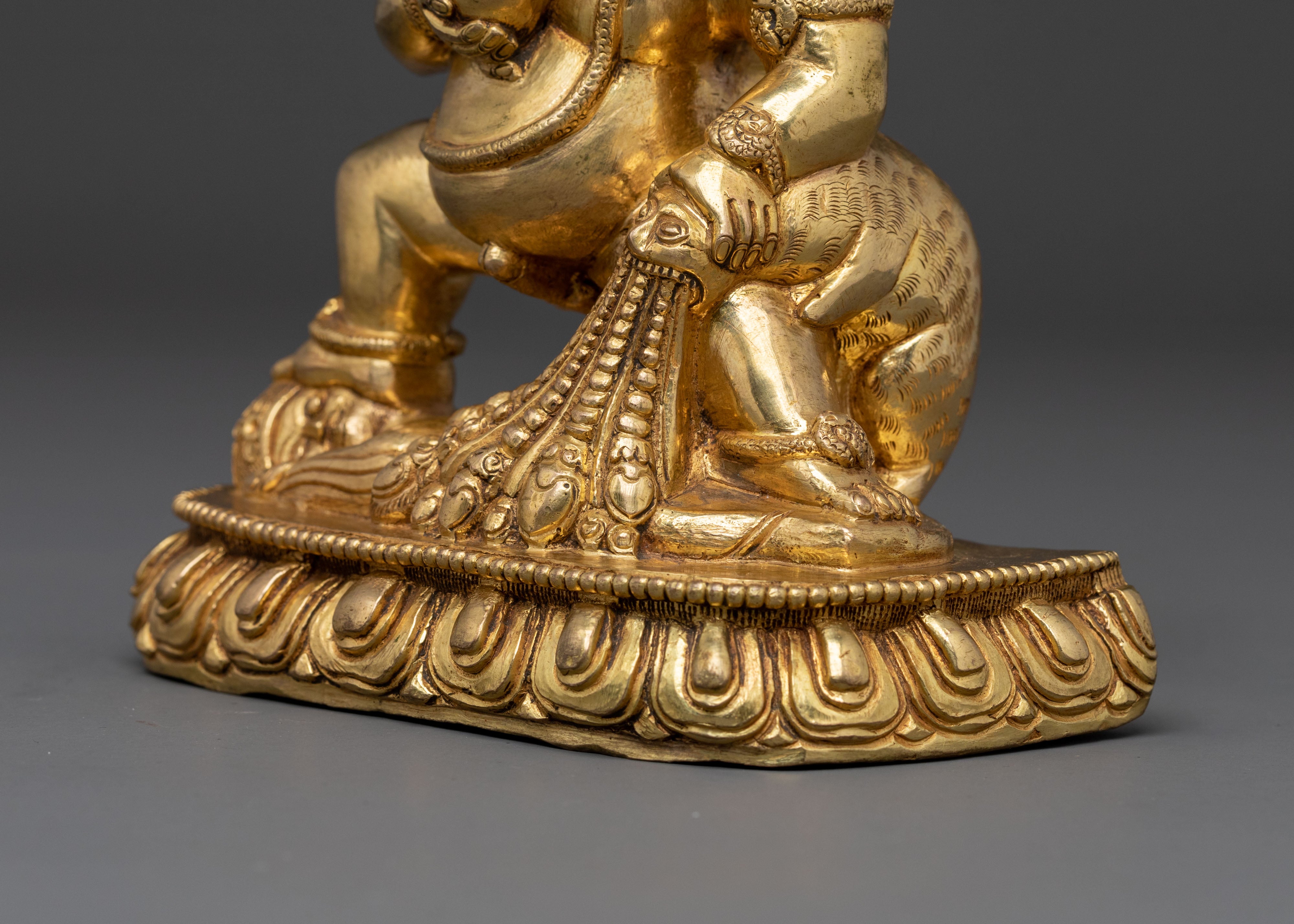 Black Dzambhala Statue: 24K Gold Gilded Guardian