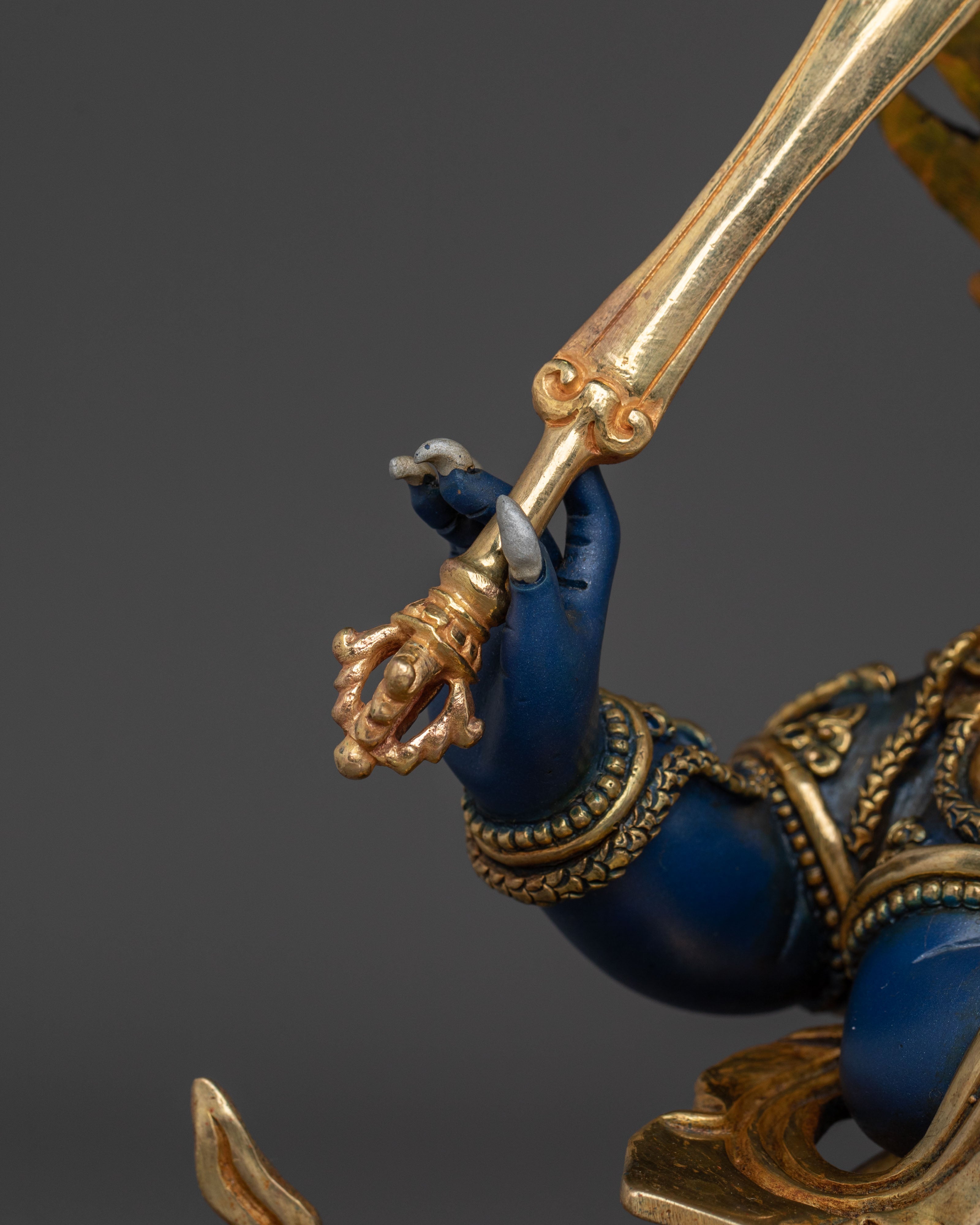 Handcrafted Four Armed Mahakala Statue | Himalayan Buddhist Protector