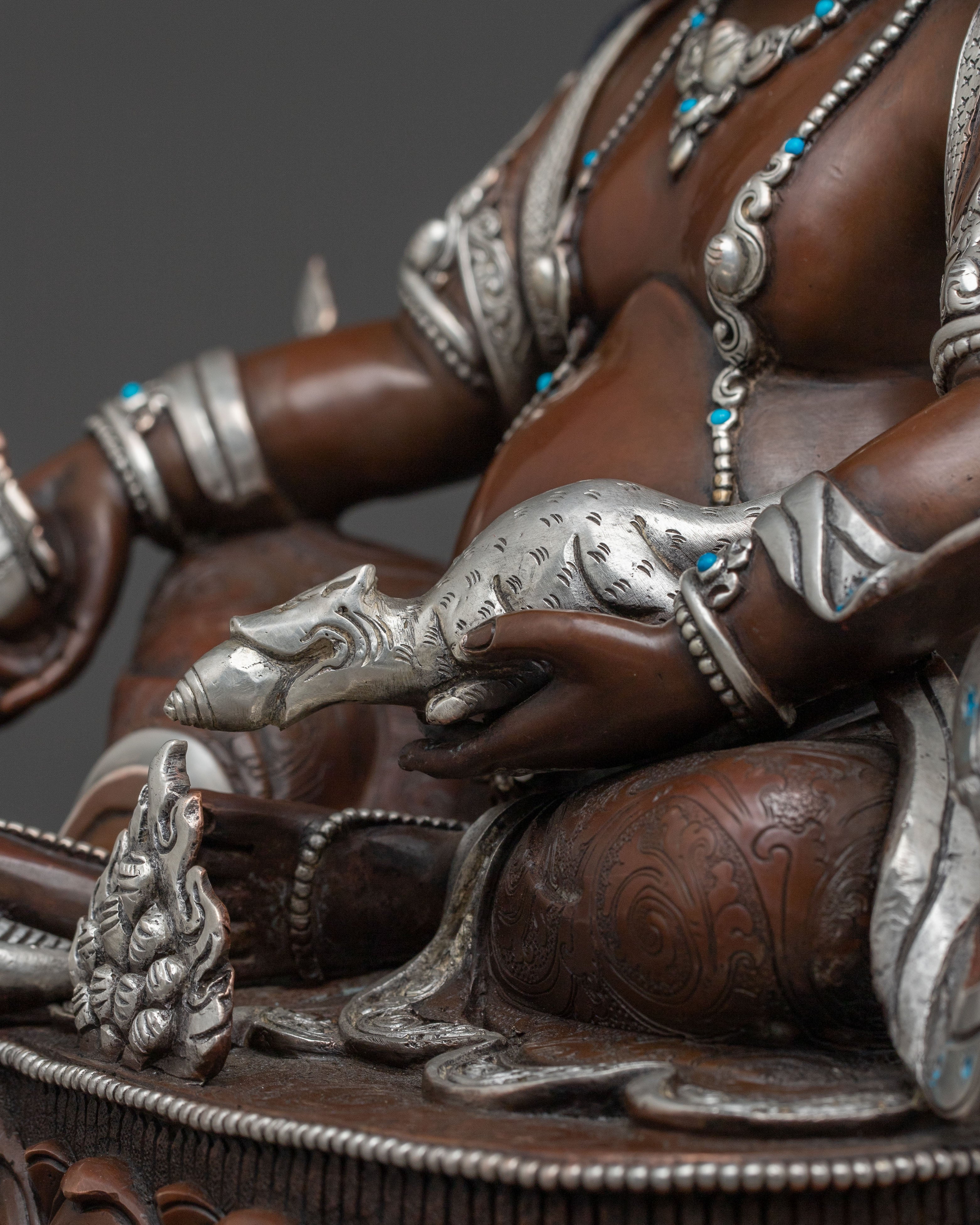 Sacred Dzambhala Statue | Silver-Plated Statue