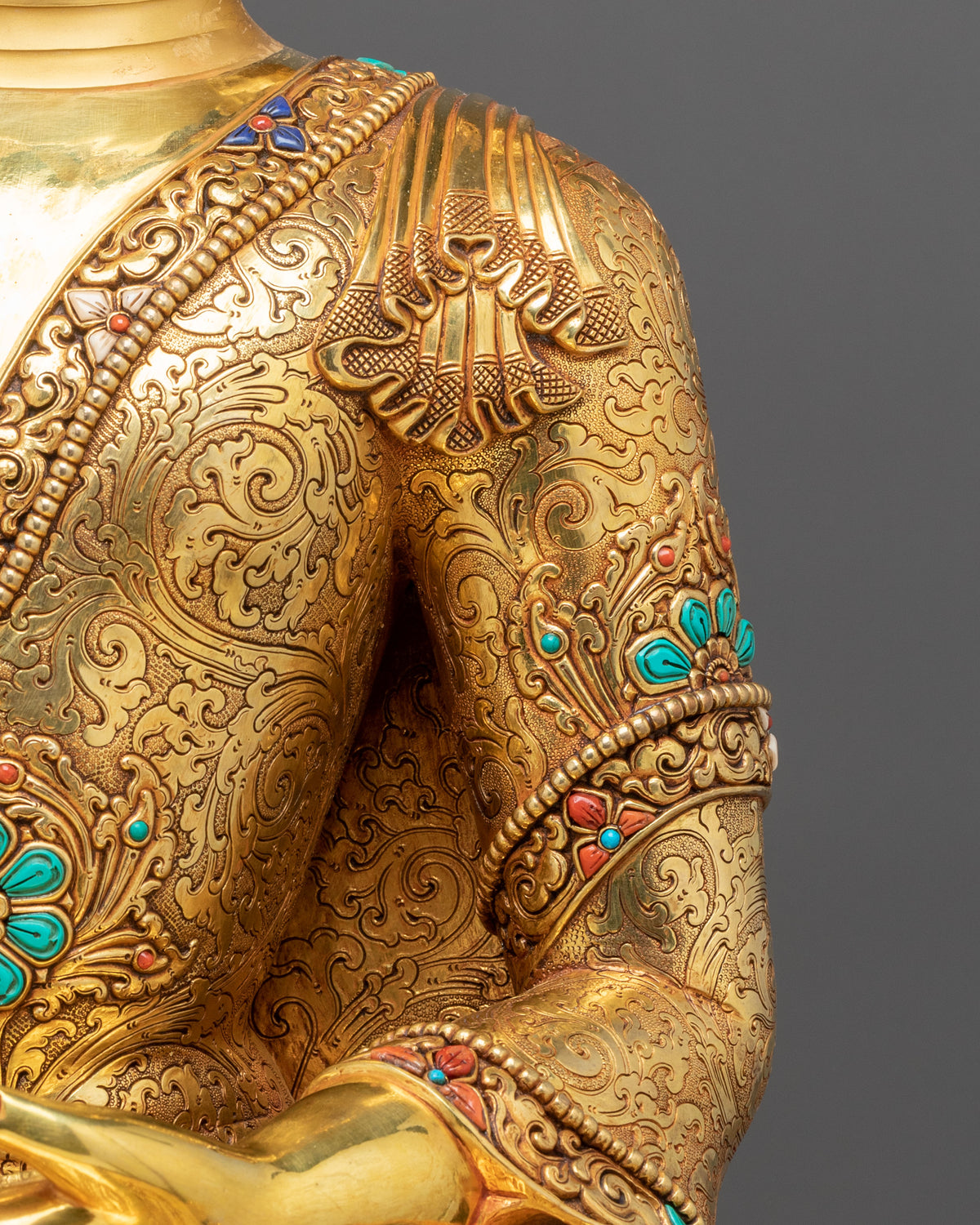 Crown Shakyamuni Buddha Figurine | 24K Gold-Gilded Buddha Statue