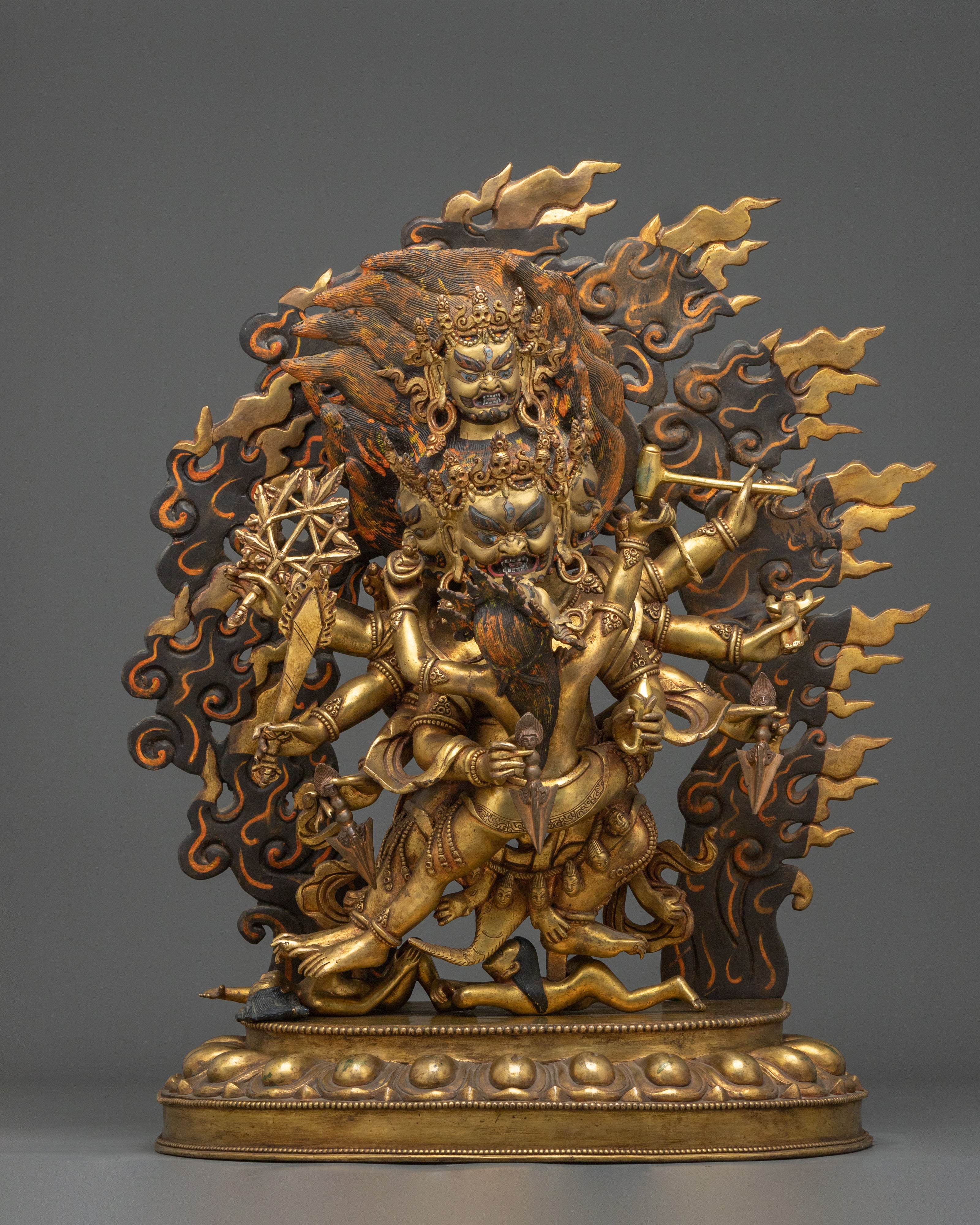 Fierce Heyagriva: 24K Gold Gilded Copper Statue