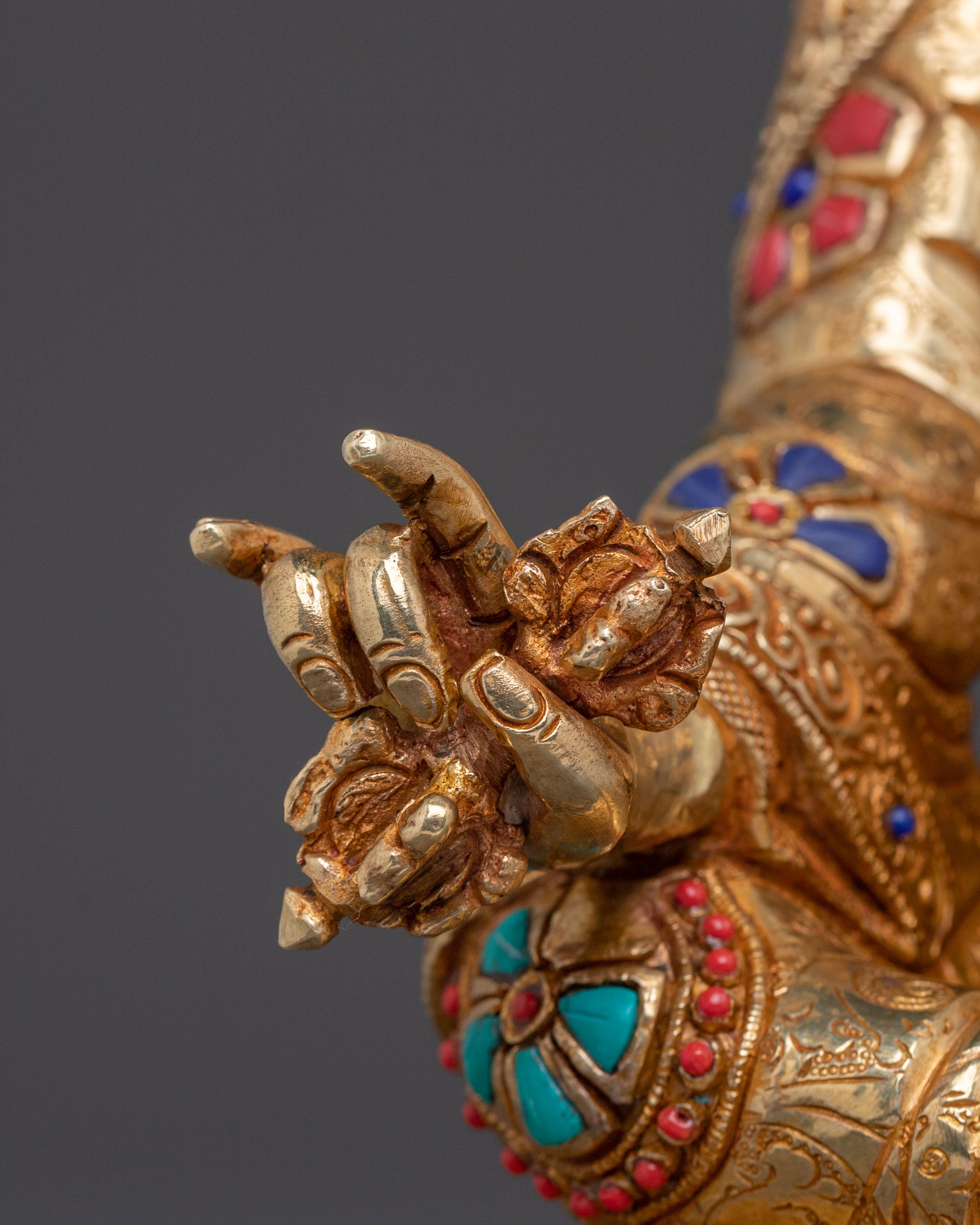 Exquisite 24K Gold Gilded Guru Rinpoche Statue