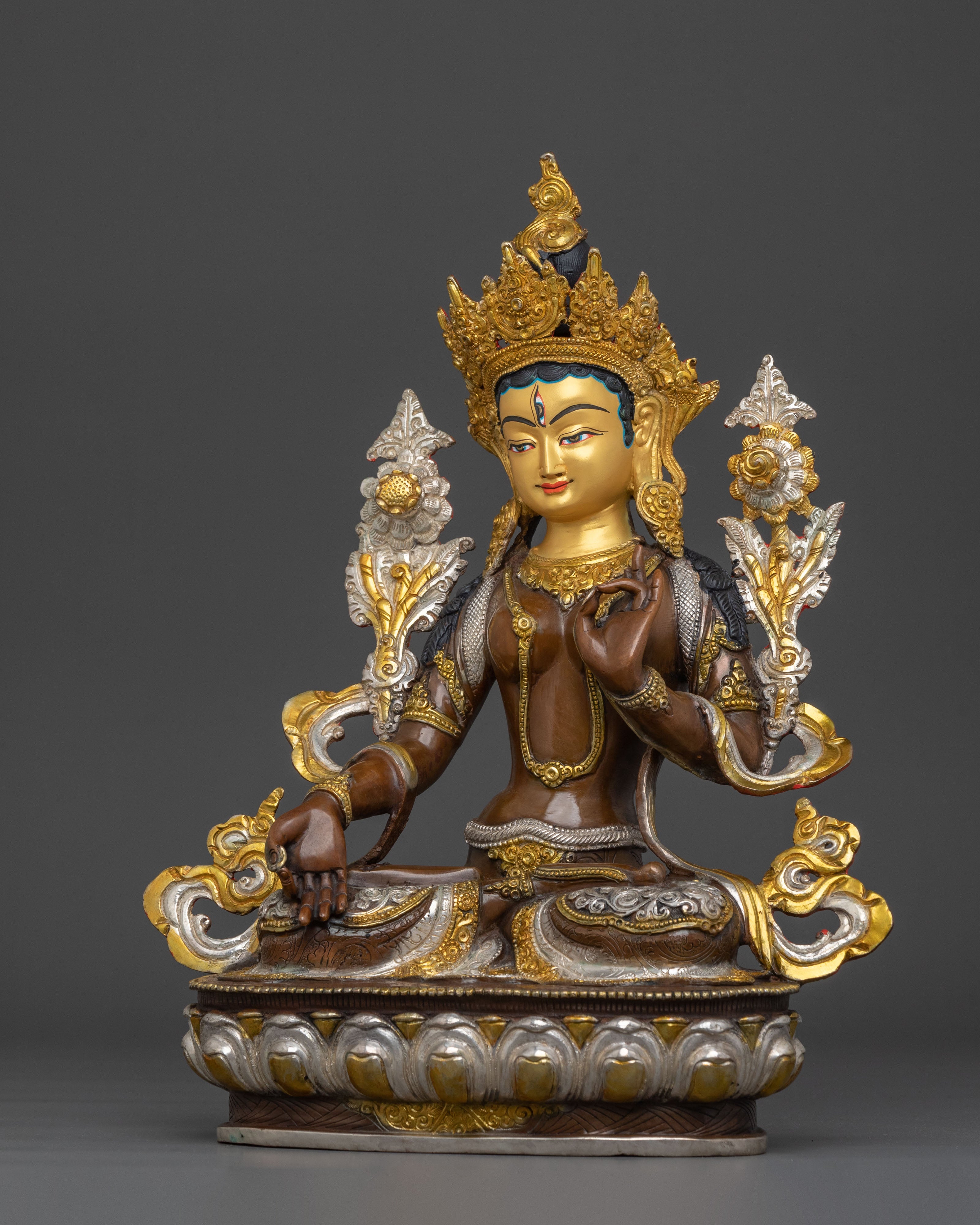 Exquisite Hand Carved White Tara Statue | Goddess of Long Life and Wisdom