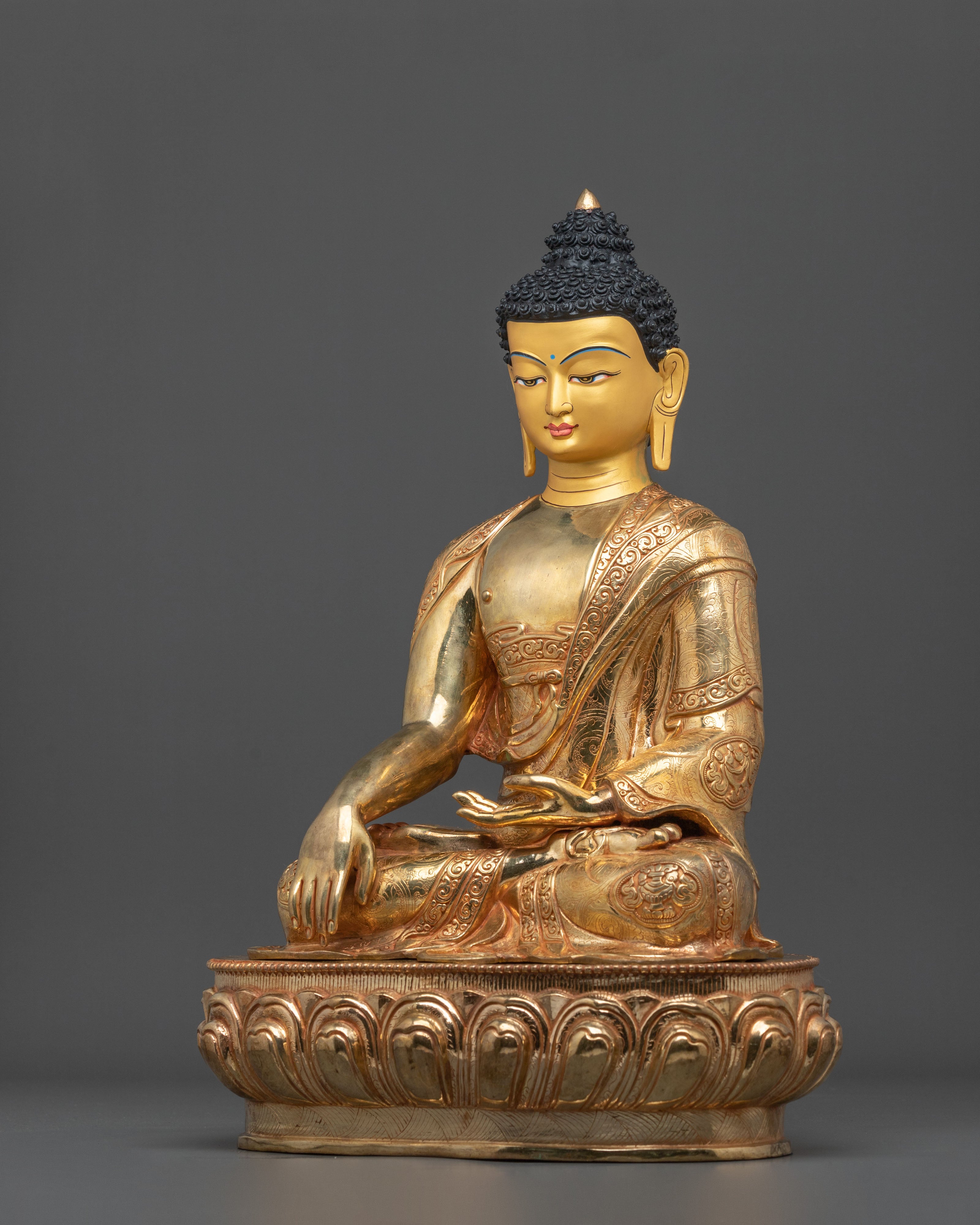 Shakyamuni Buddha Statue | Serene 24K Gold-Plated Figurine