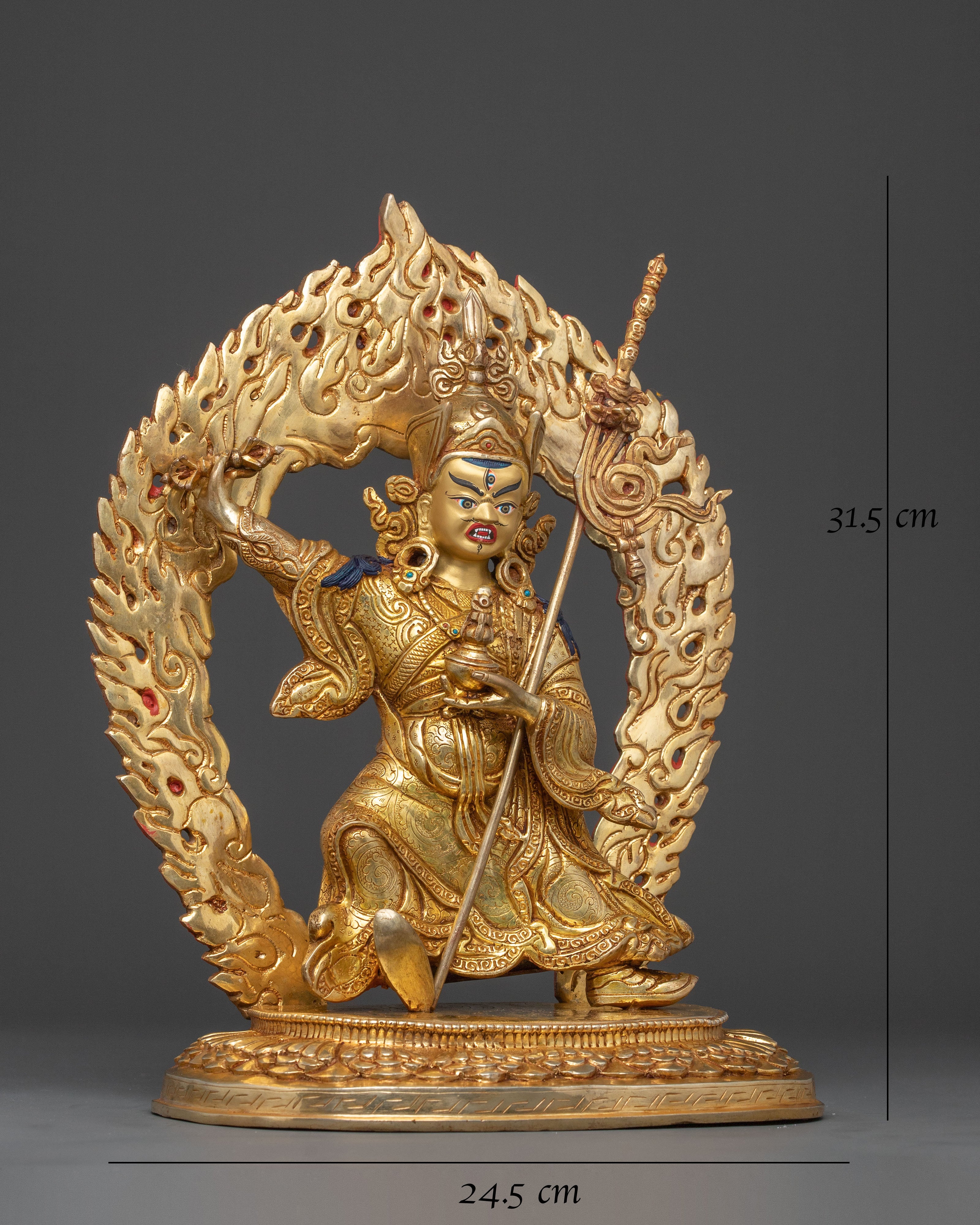 Dancing Guru Rinpoche Spiritual Sculpture | Handmade Tibetan Artwork