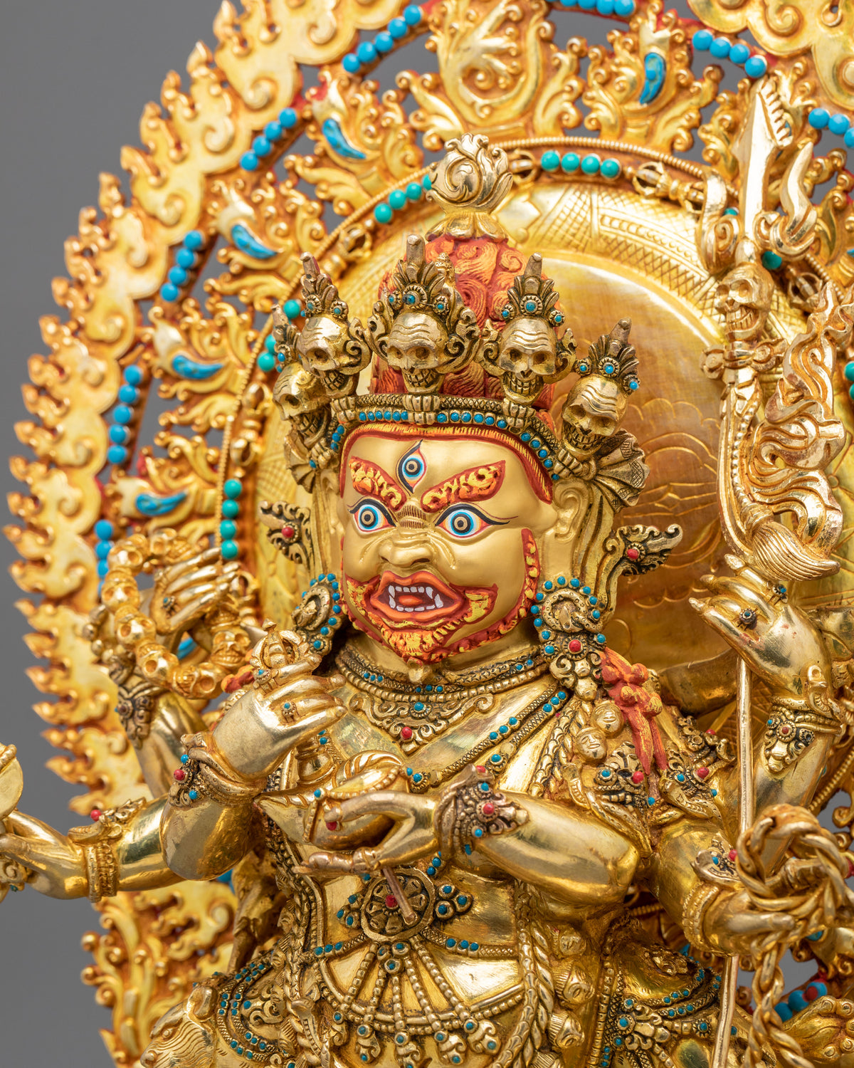 Six Armed Mahakala Copper Figurine | Tibetan Buddhist Protector