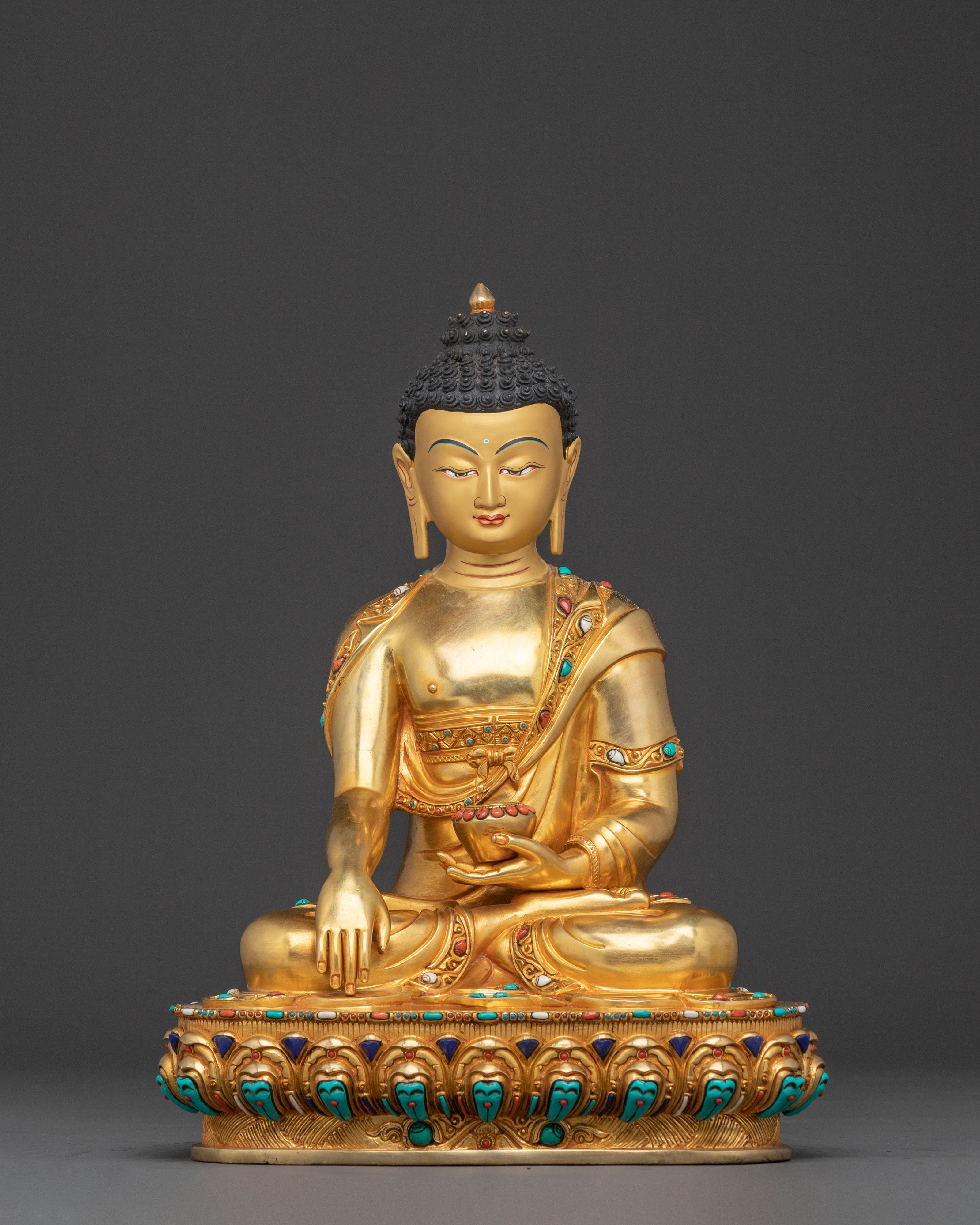 Exquisite 24K Gold Gilded Shakyamuni Buddha Statue for Altar Decor