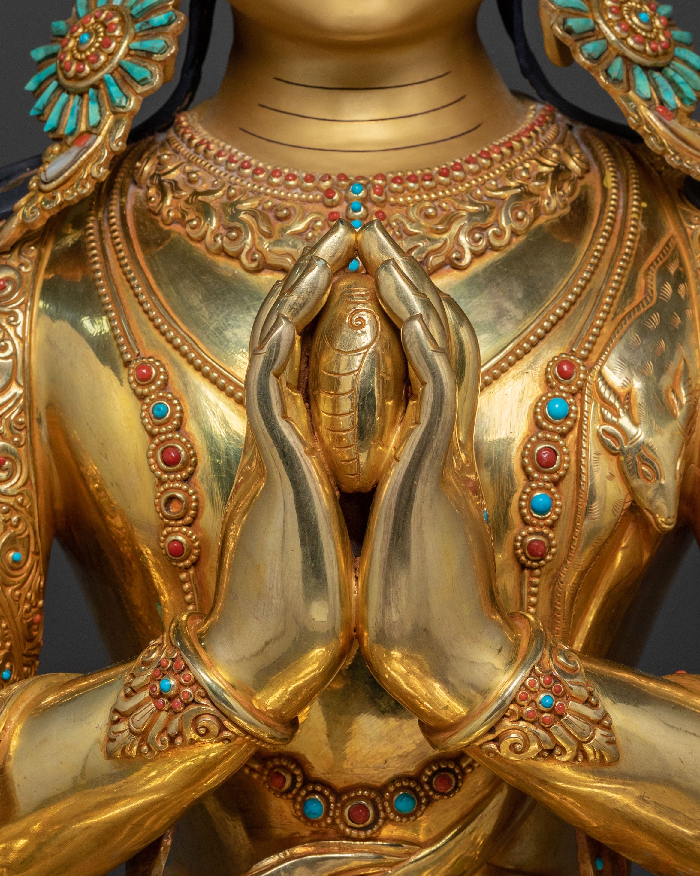 Chenrezig Divine Statue | 24K Gold Gilded Copper Statue