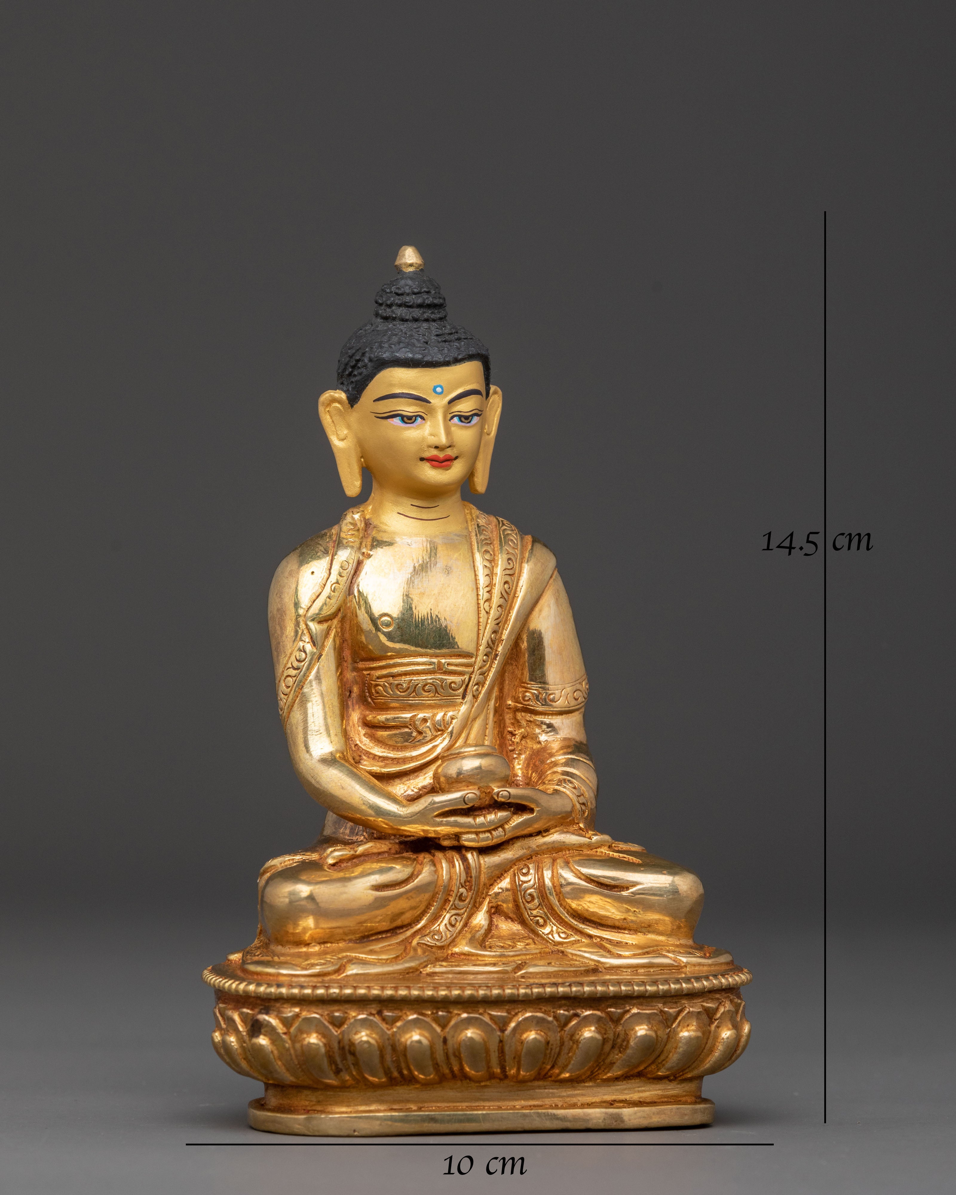 Tibetan Statue of Amitabha Buddha - Handcrafted 24K Gold Gilded