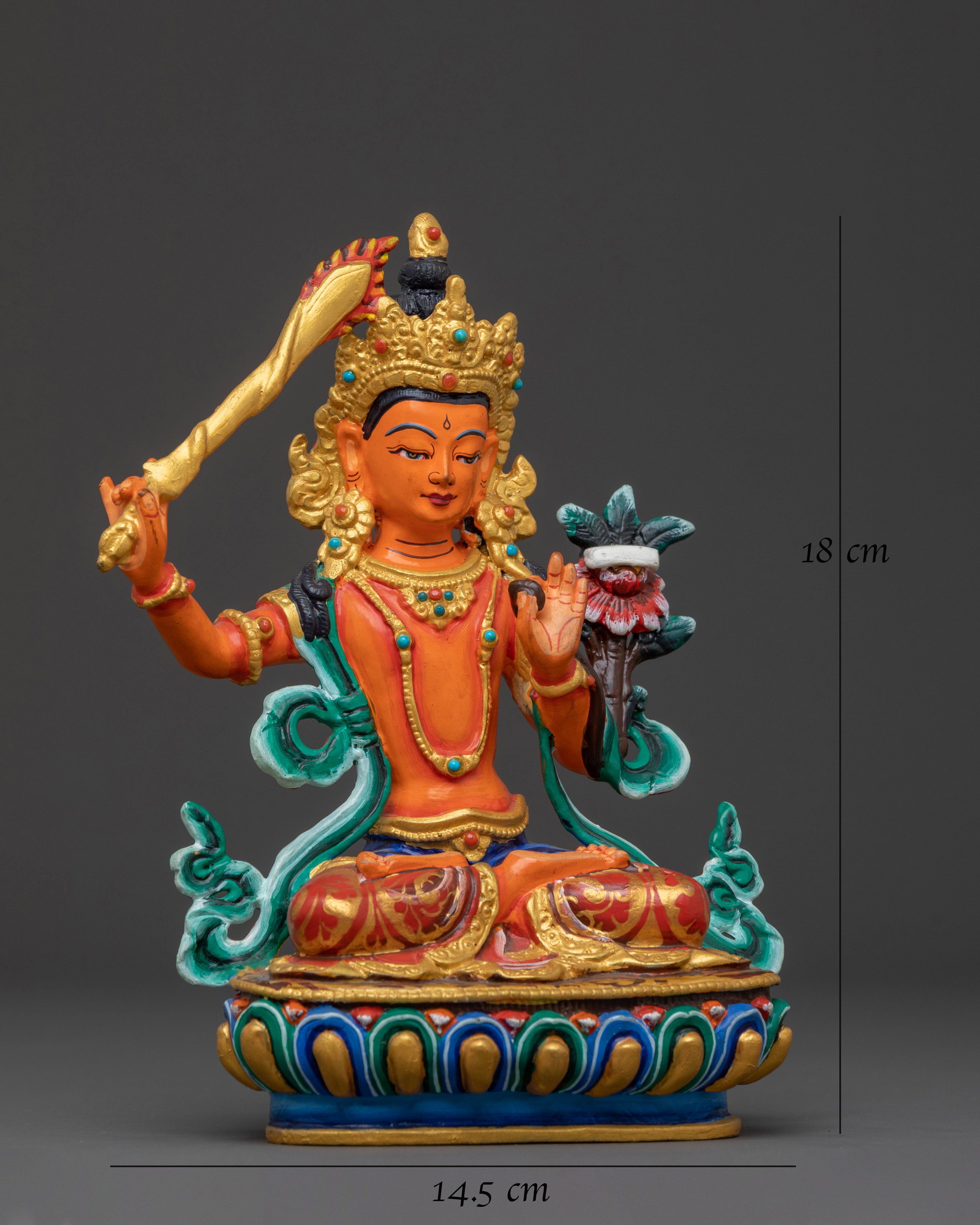 Manjushri Statue Deity of Wisdom – Handcrafted Copper