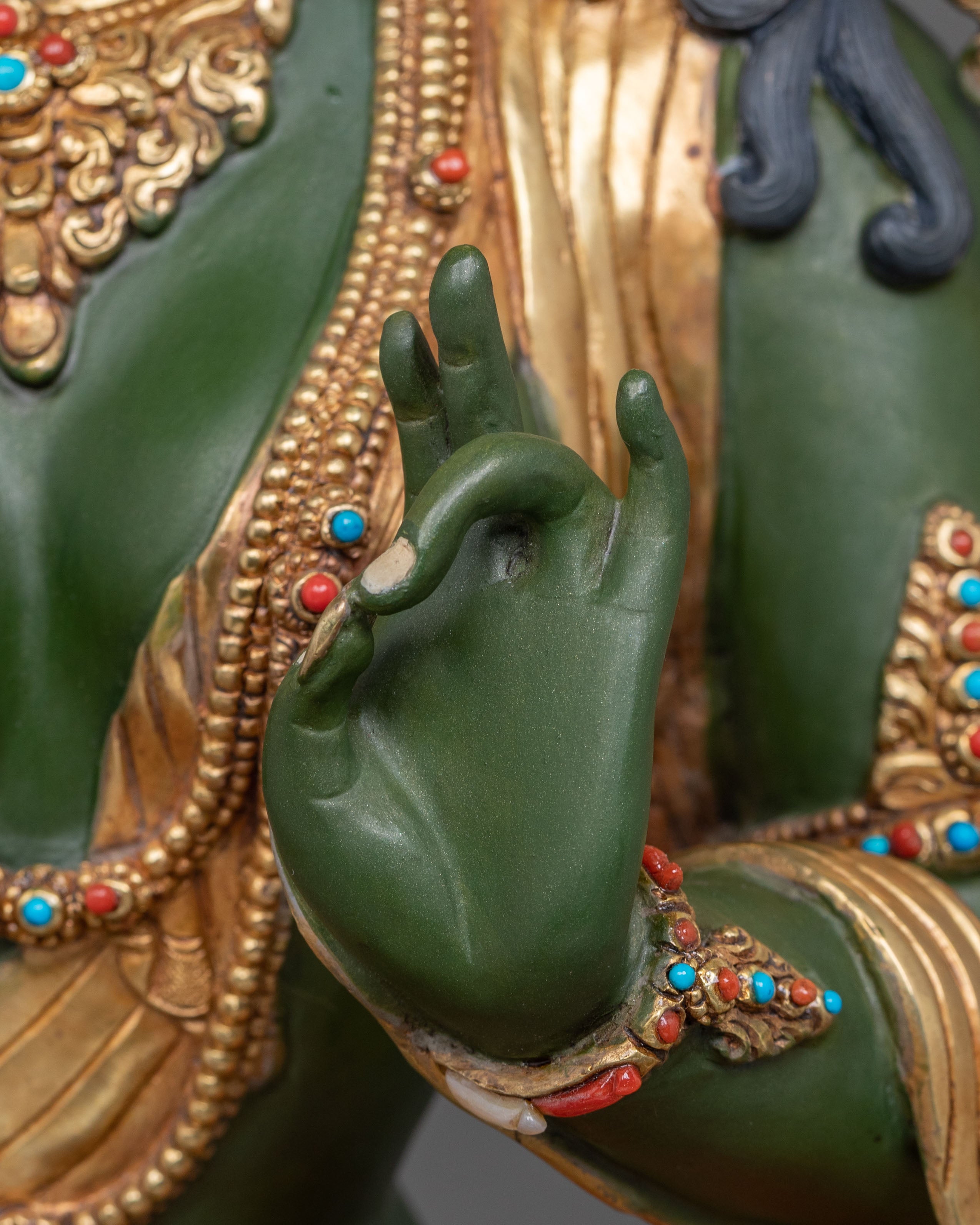 Handmade Green Tara Spiritual Statue | Home Decor