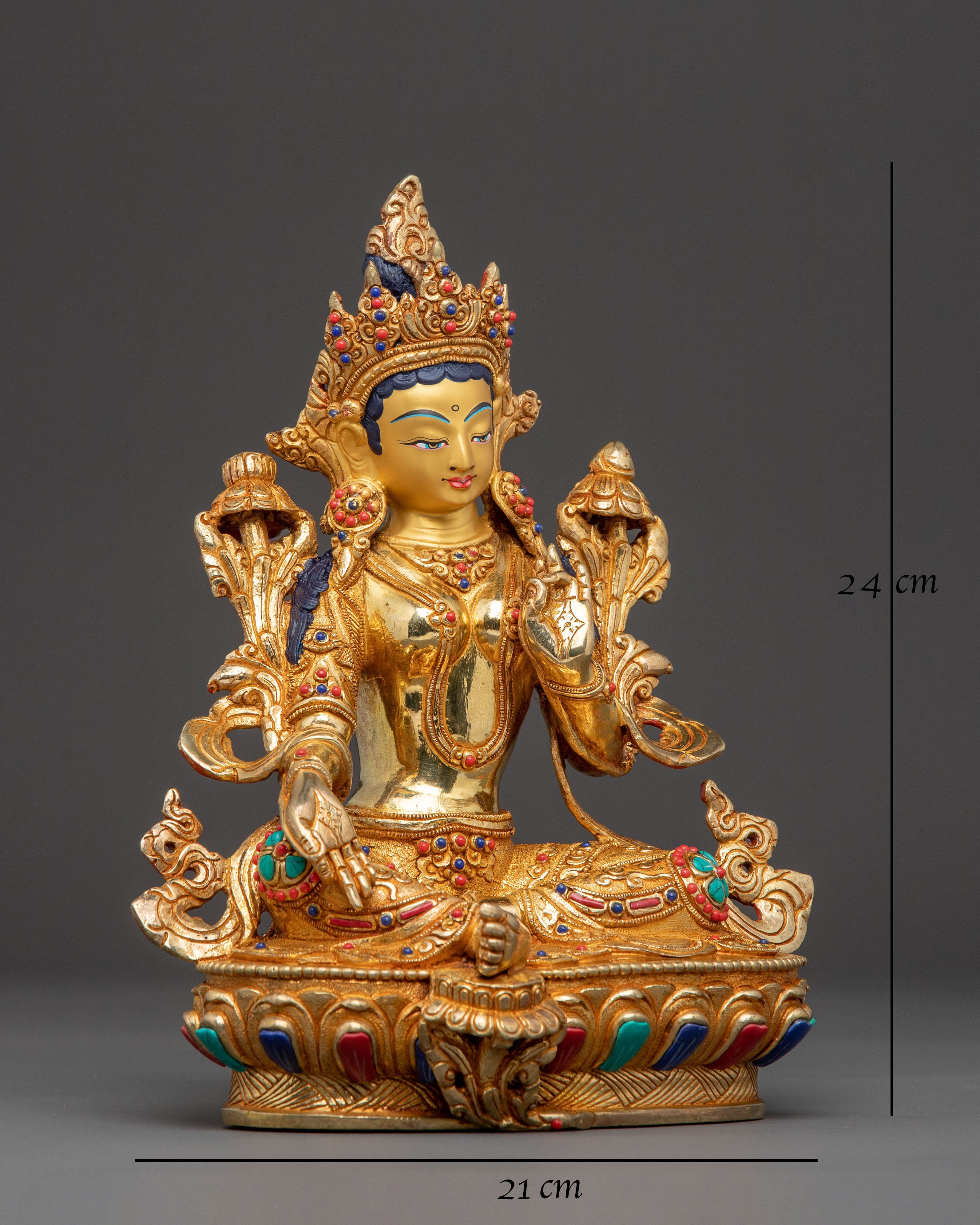 Serene Statue of Mother Green Tara | Tibetan Buddhist Goddess